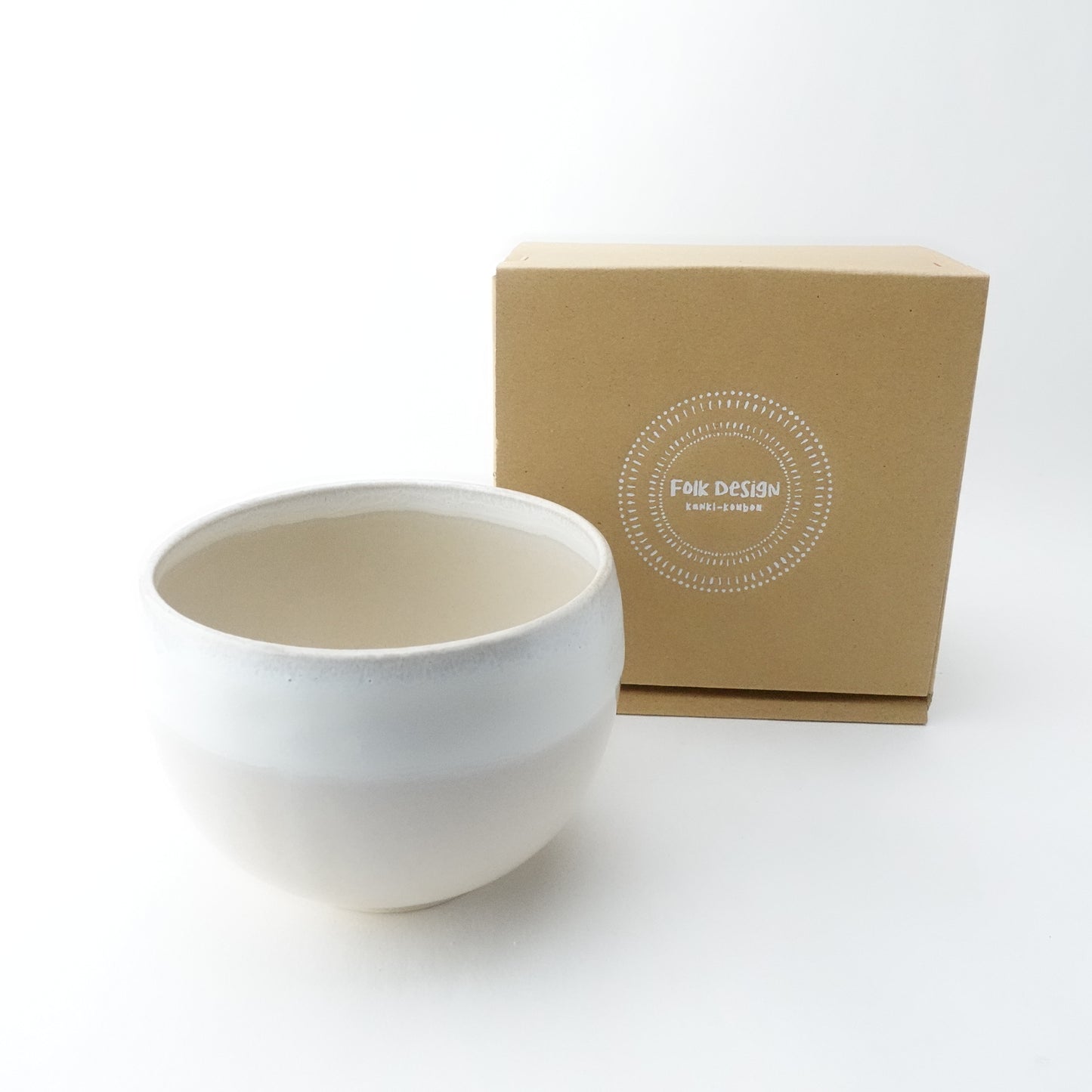 White Karatsu Flow White Glaze Round Bowl Hasami Porcelain