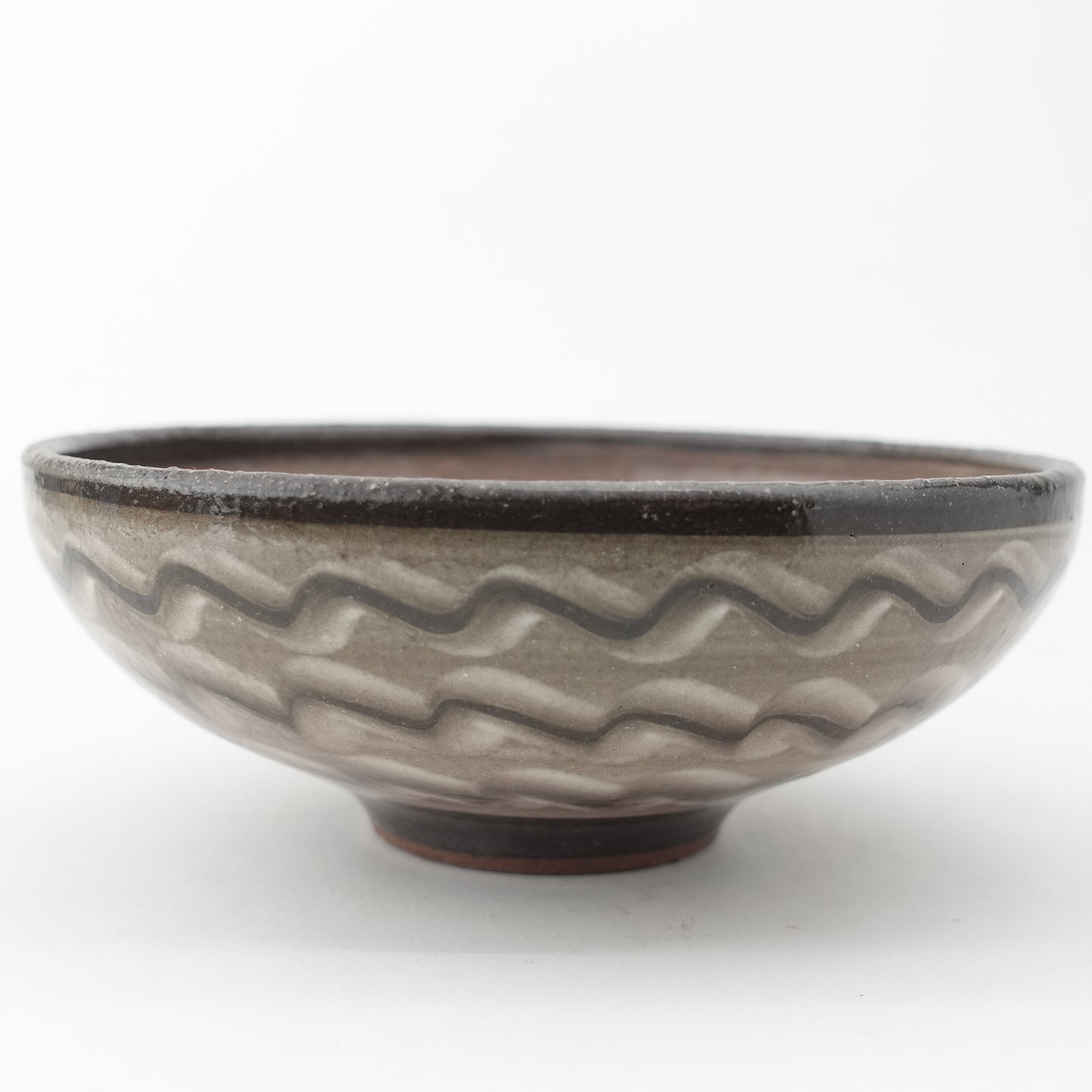 FD White Glaze Ripple Round Flat Bowl Hasami Porcelain