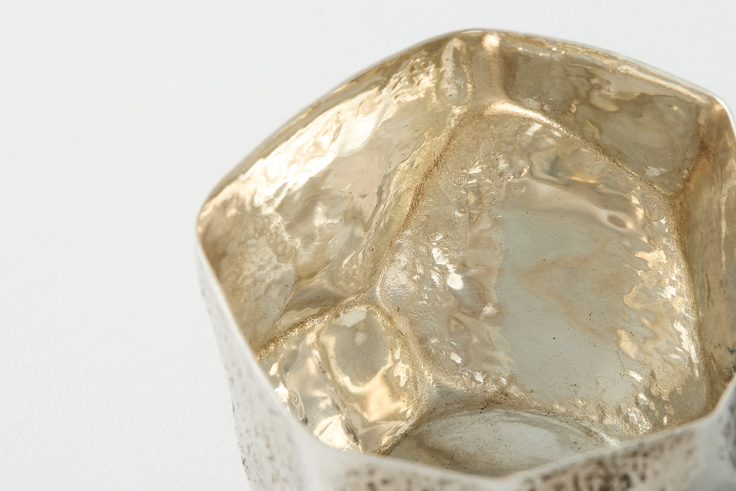 Pure Silver Bamboo-Shaped Sake Cup with Gold Inlay