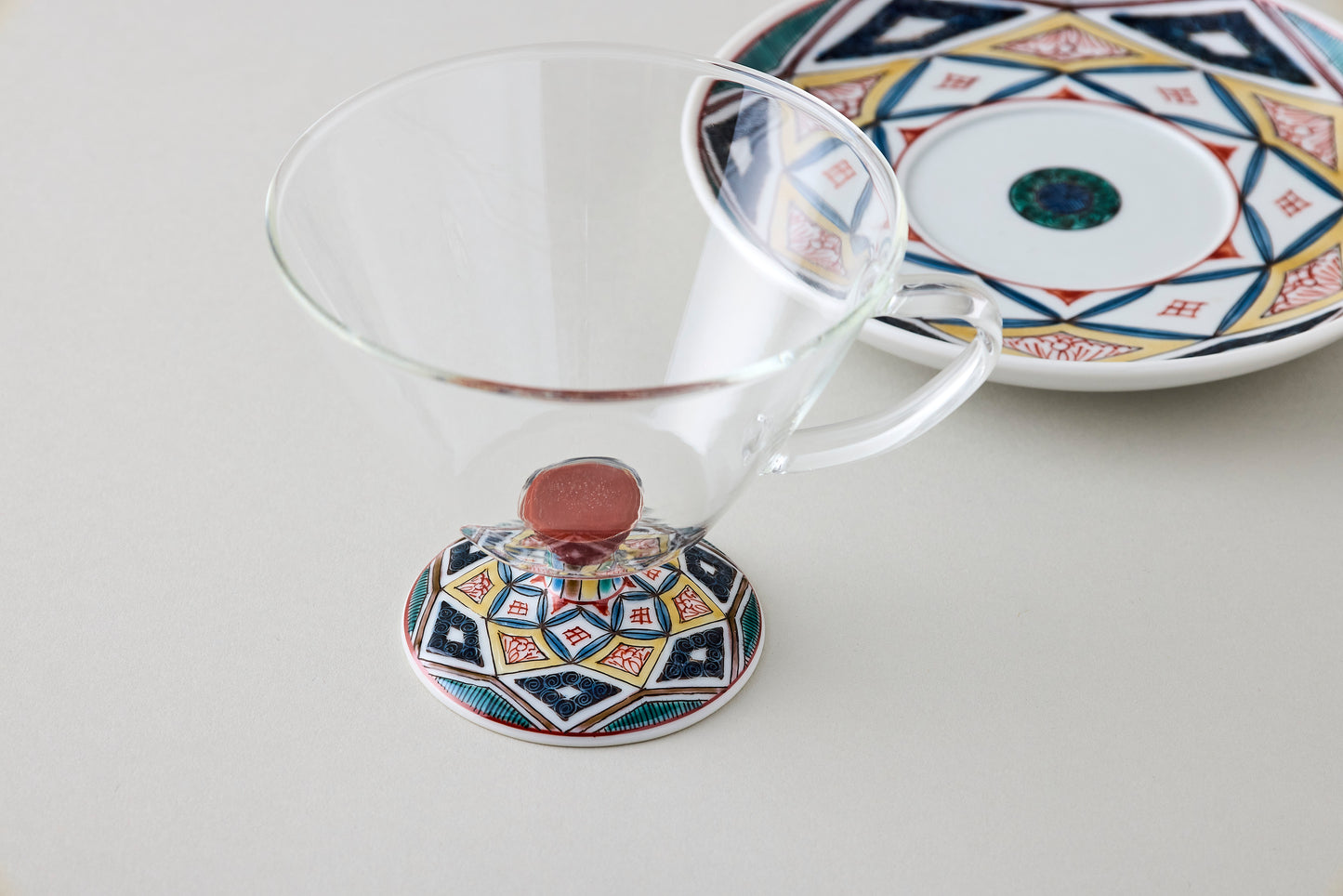 Coffee Cup & Saucer - Ko-Kutani Diamond Motif