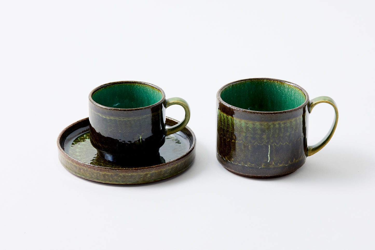 FD Green Glaze Bold Double Brush Stroke Mug Hasami Porcelain
