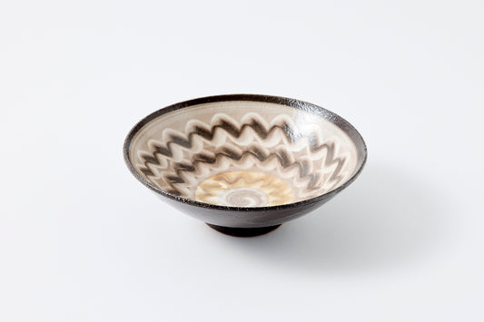 FD White Glaze Ripple Mehagi 5.5-inch Flat Bowl Hasami Porcelain
