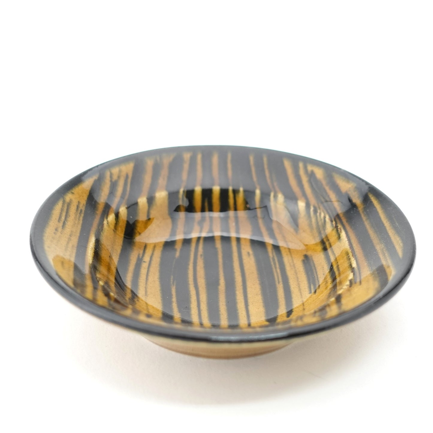 Striped Amber Glaze Cup & Saucer Hasami Porcelain