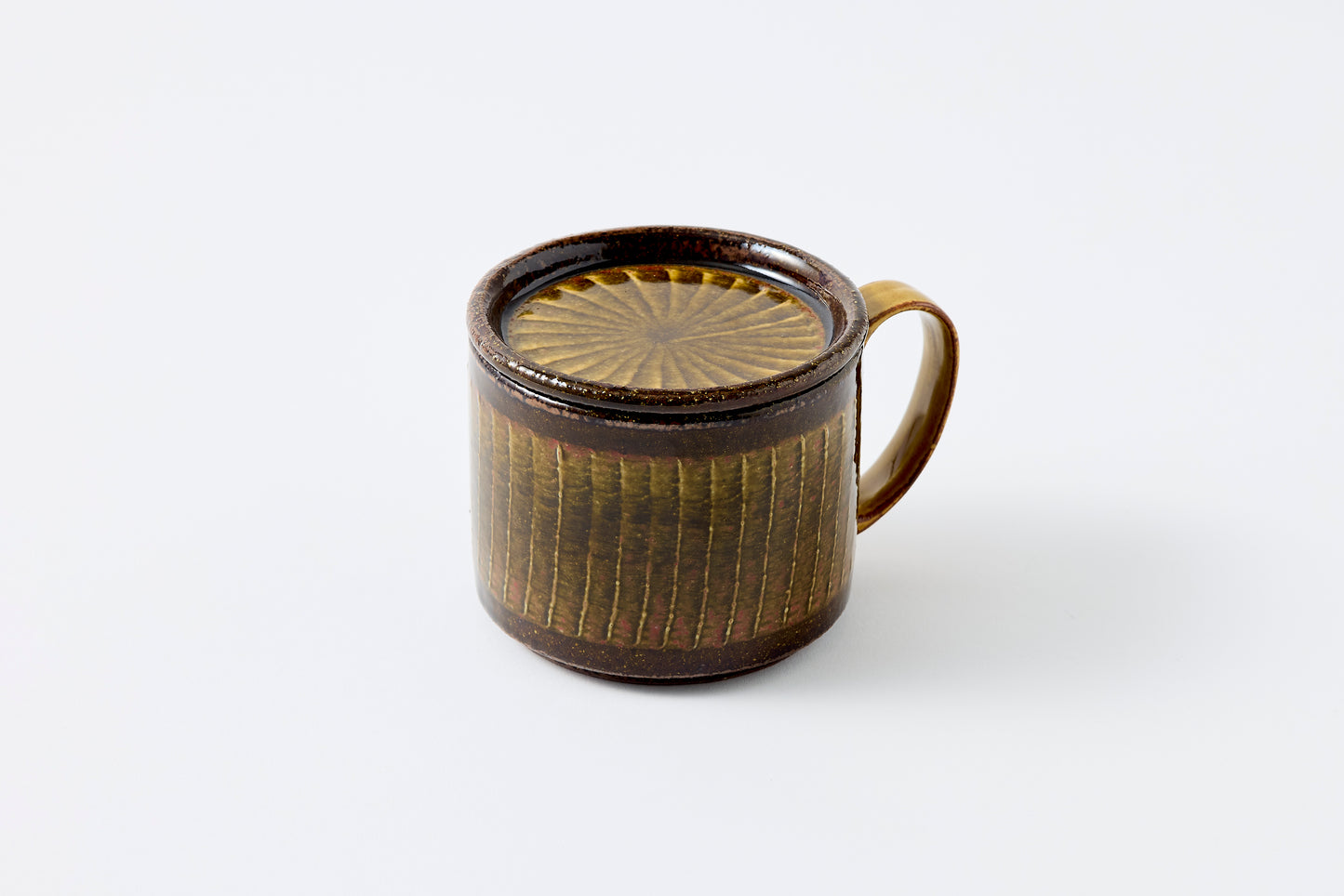 FD Amber Glaze Brush Stroke Lidded Mug Hasami Porcelain