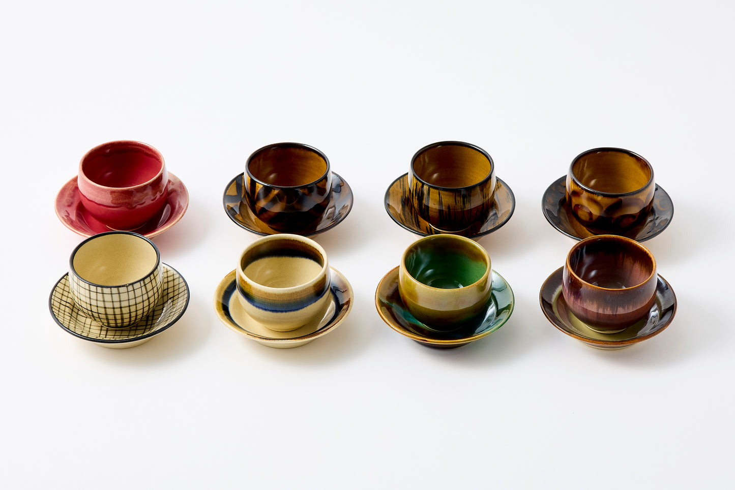 FD Amber Oribe Split Glaze Sencha Teacup & Saucer Hasami Porcelain
