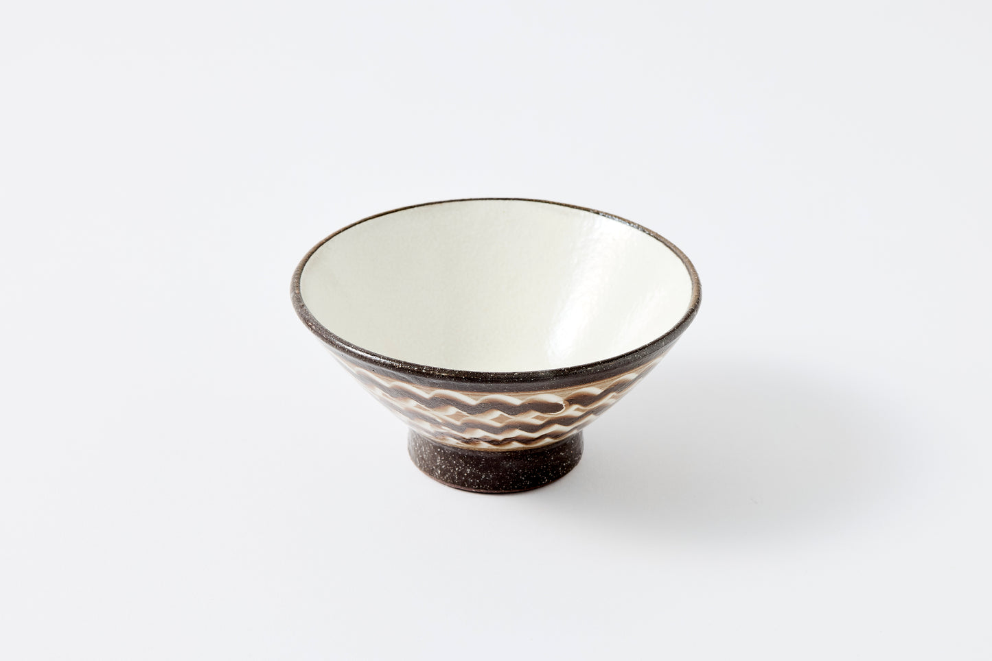 FD White Glaze Ripple Rice Bowl Hasami Porcelain