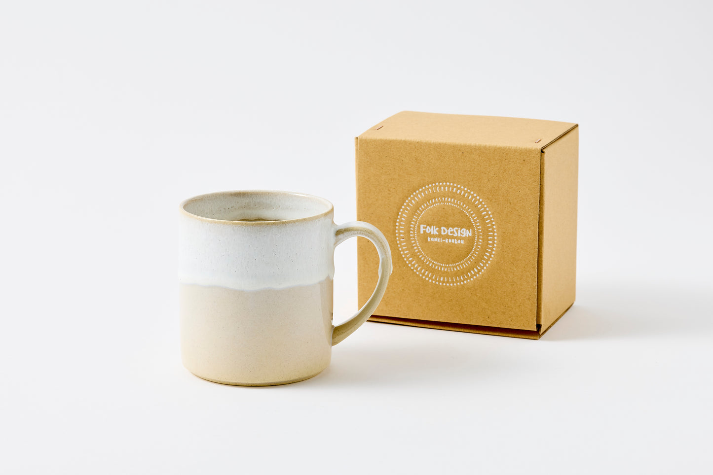 FD White Karatsu Drip Tall Mug Hasami Porcelain