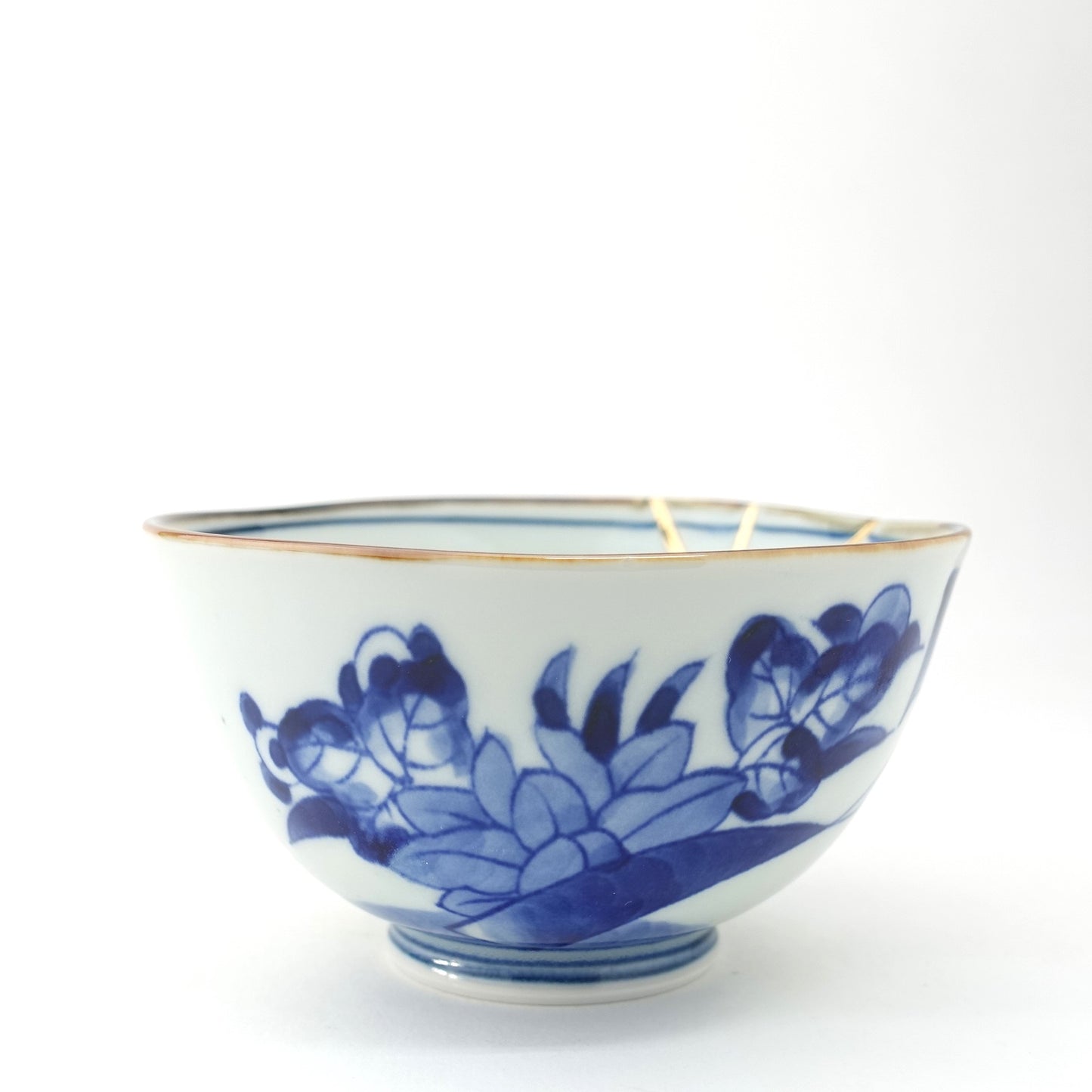 Gold Line Kosome Floral Garland Rice Bowl Imari Porcelain