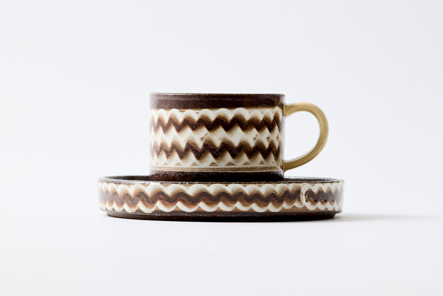 FD White Glaze Ripple Coffee Cup & Saucer Hasami Porcelain