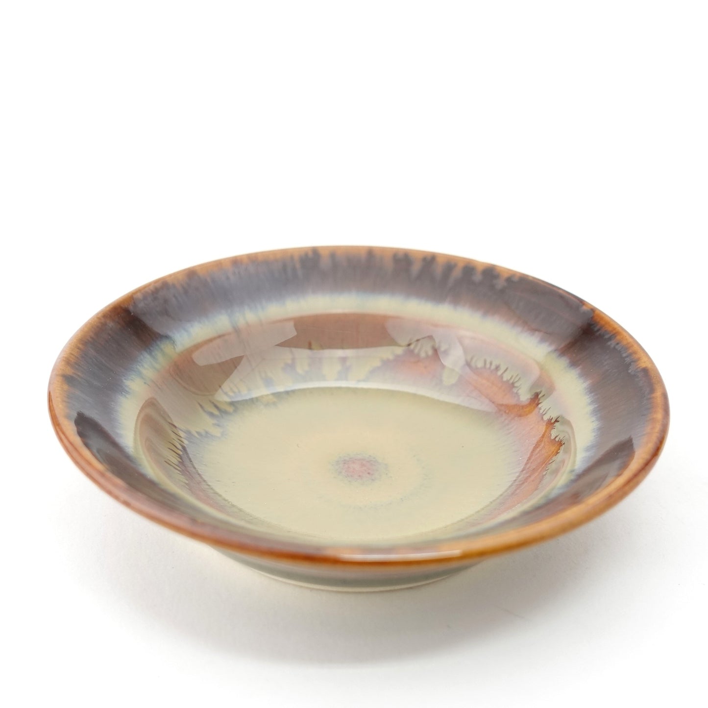Rust Rim and Amber Glaze Cup & Saucer Hasami Porcelain