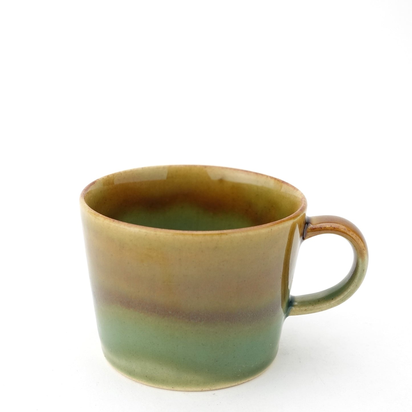 Oribe and Amber Split Glaze Cup & Saucer Hasami Porcelain