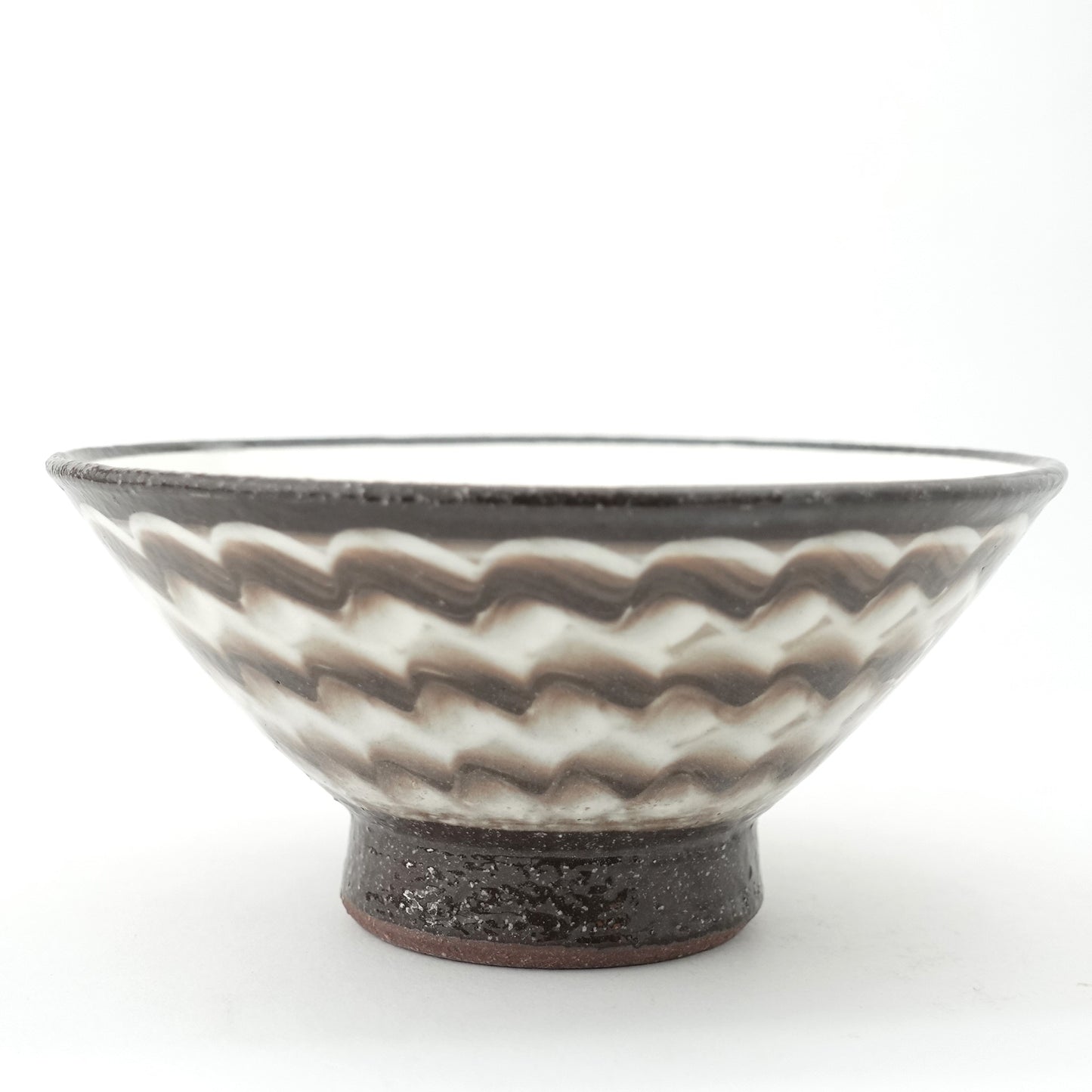FD White Glaze Ripple Rice Bowl Hasami Porcelain