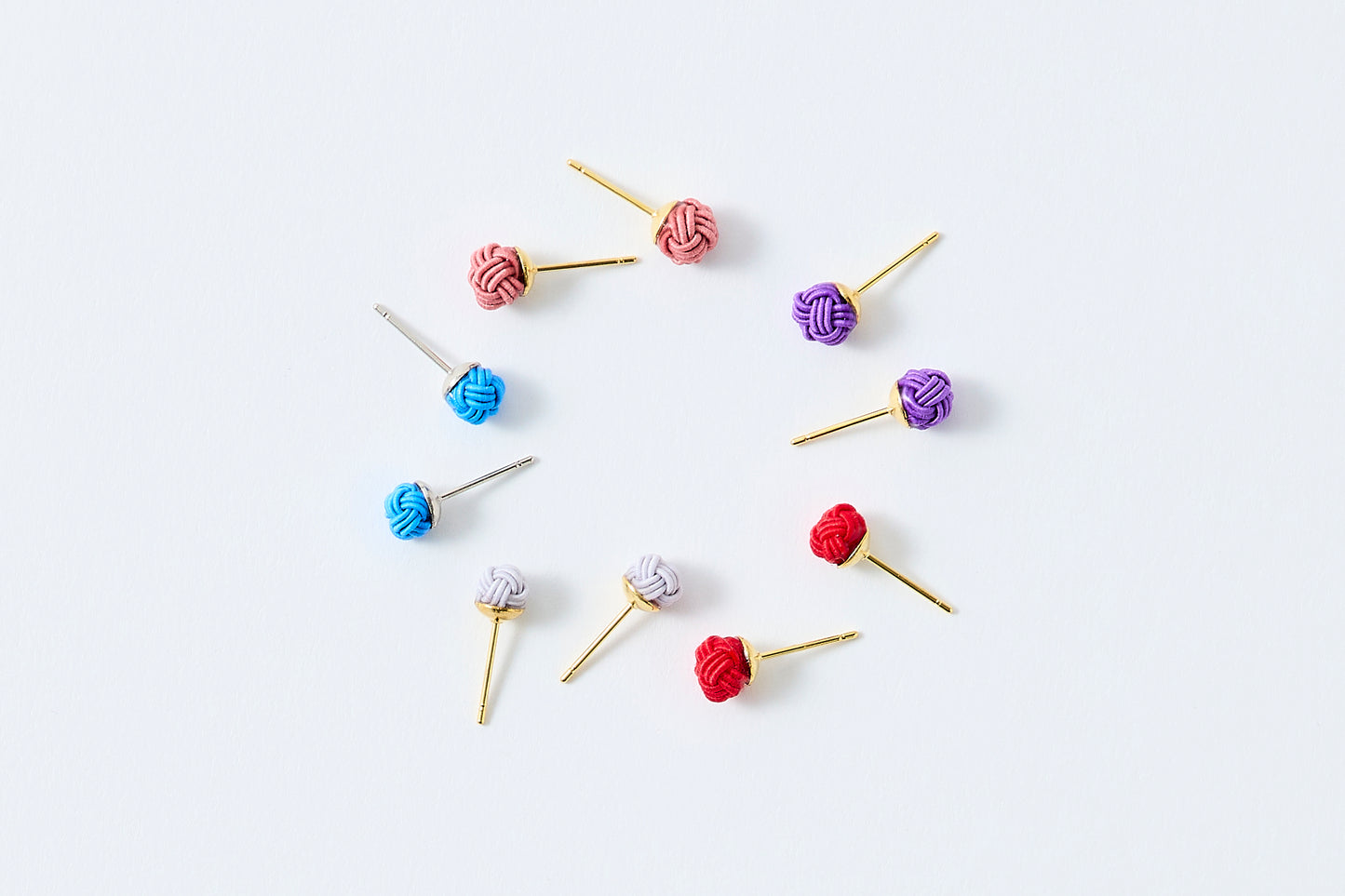 Musubi-dama | Post Pierced Earrings - Red