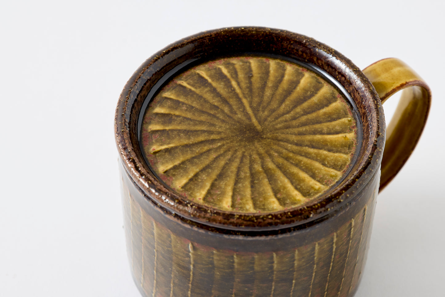FD Amber Glaze Brush Stroke Lidded Mug Hasami Porcelain