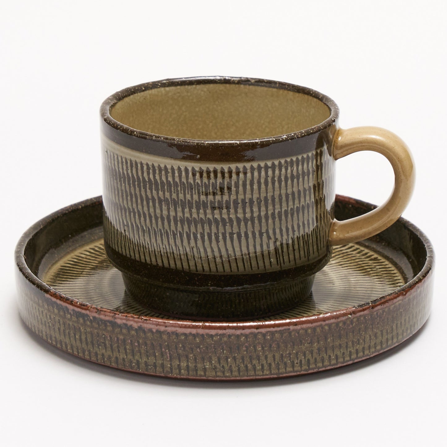 FD Yellow Glaze Tobikanna Coffee Cup & Saucer Hasami Porcelain