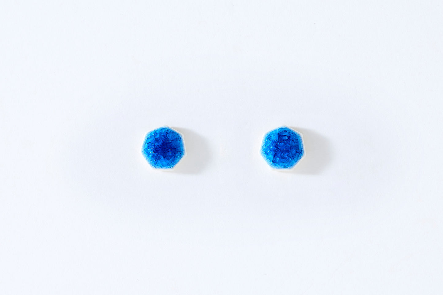 Aqua Ice Heptagon Earrings