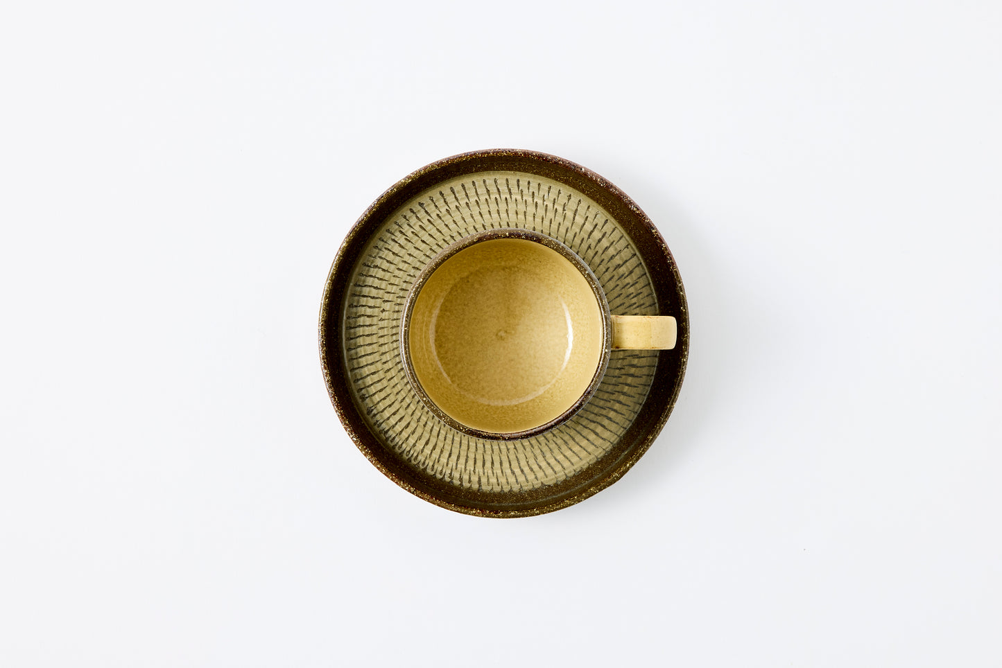 FD Yellow Glaze Tobikanna Coffee Cup & Saucer Hasami Porcelain