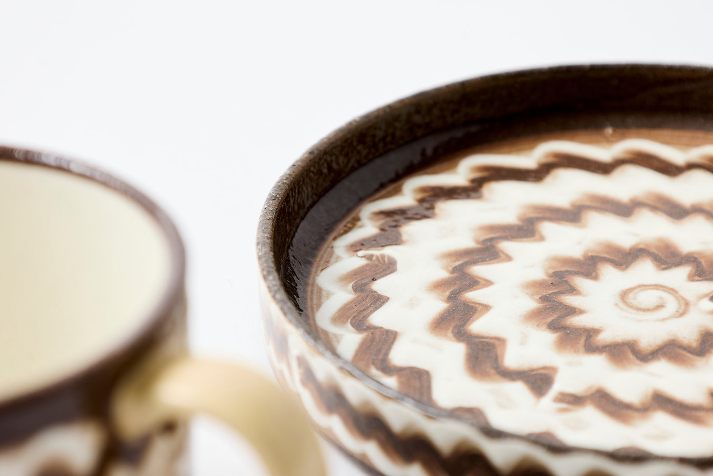 FD White Glaze Ripple Coffee Cup & Saucer Hasami Porcelain
