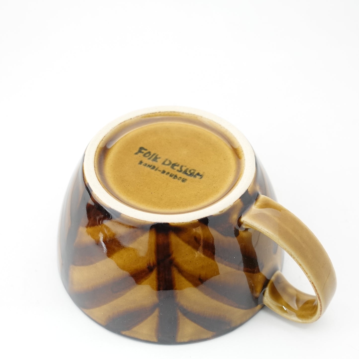 FD Arrow Feather Motif Amber Glaze Soup Mug Hasami Porcelain