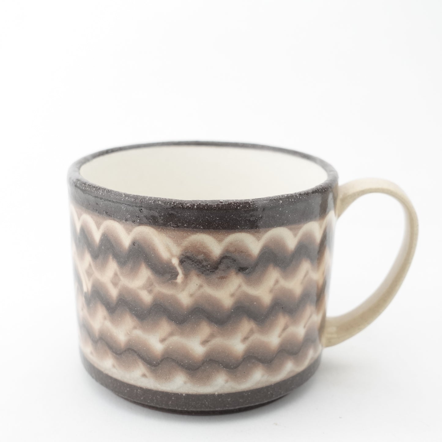 FD White Glaze Ripple Lidded Mug Hasami Porcelain