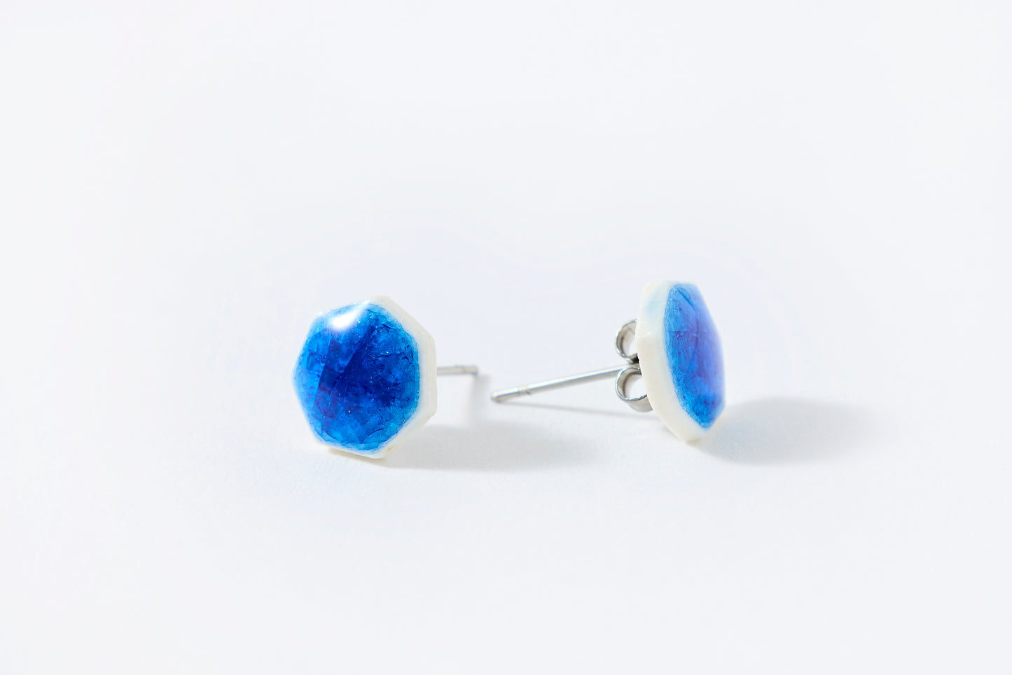 Aqua Ice Heptagon Earrings