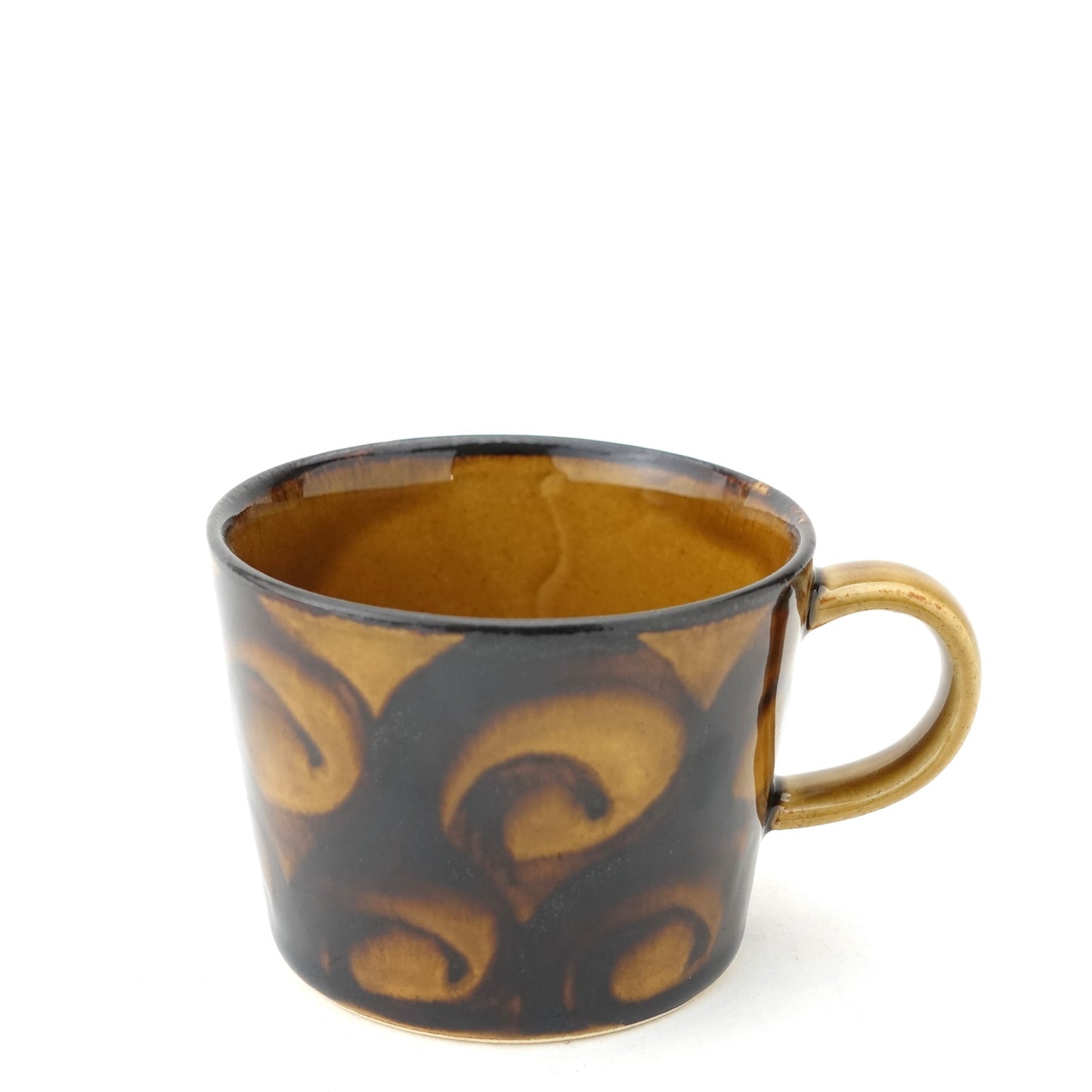 Circular Motif Amber Glaze Cup & Saucer Hasami Porcelain