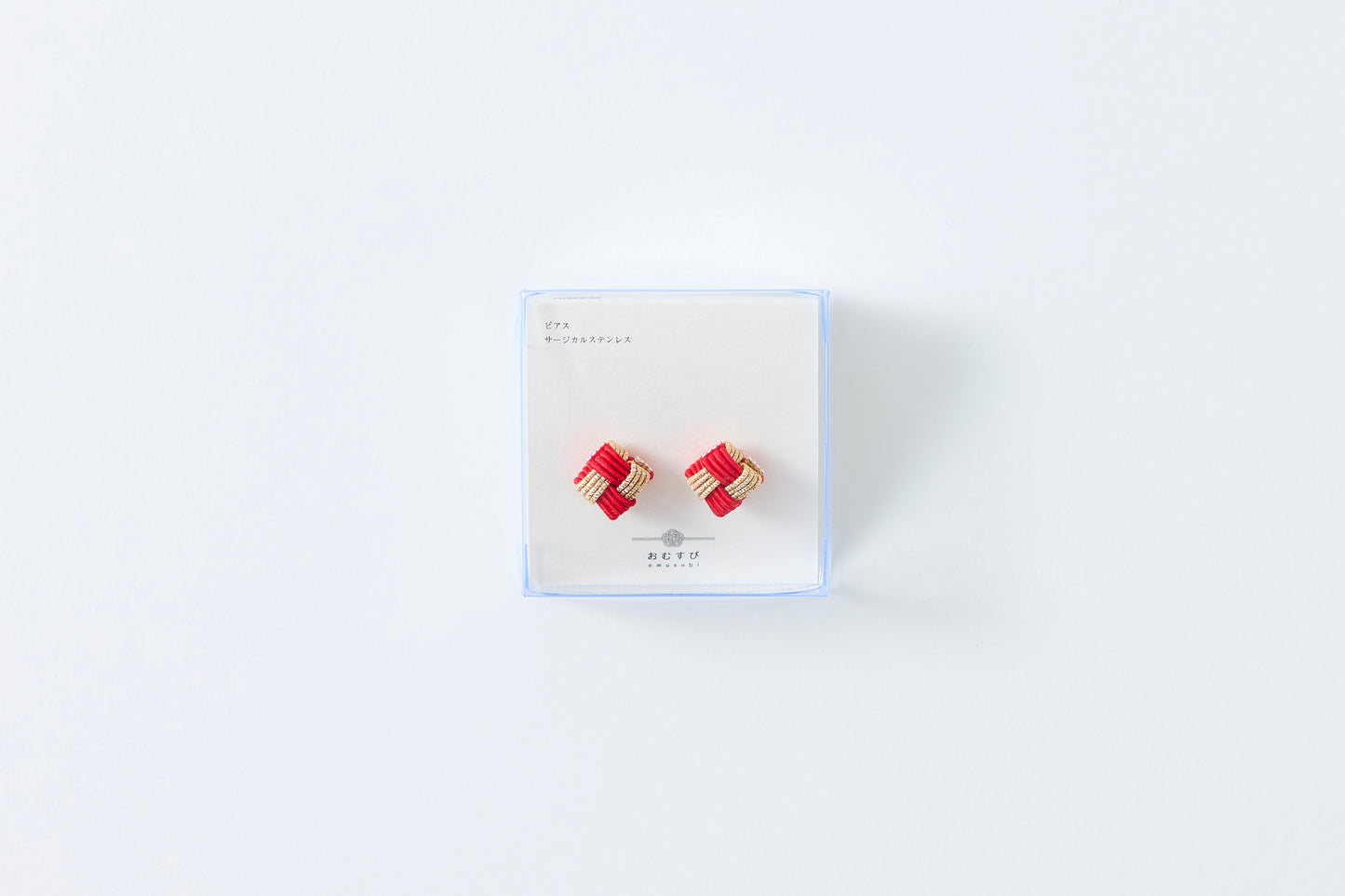 Ichimatsu | Pierced Earrings (Surgical Stainless Steel) - Red & Gold