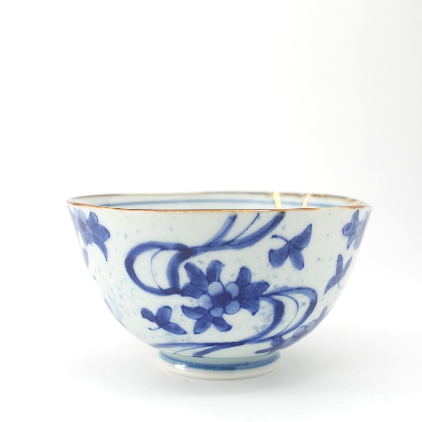 Gold Line Kosome Water Stream Rice Bowl Imari Porcelain