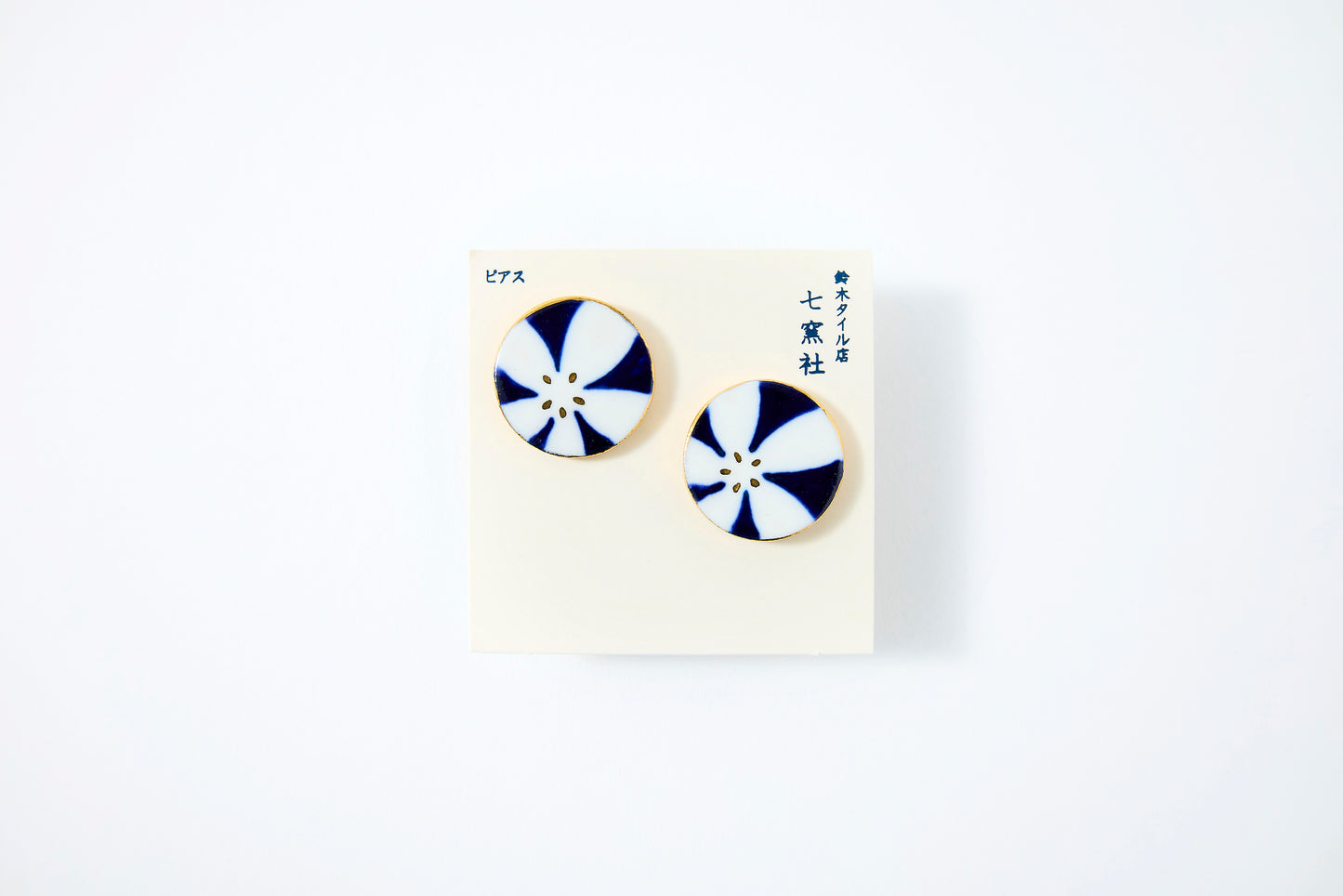 Hand-Painted Round Tile Night Cherry Blossom Earrings