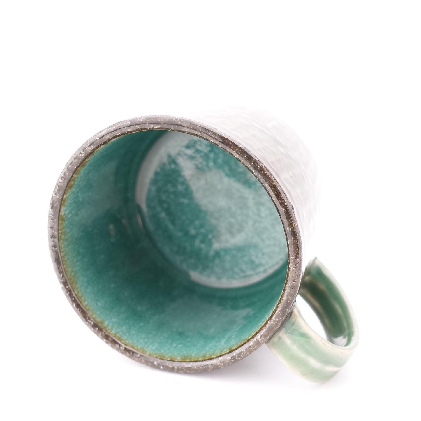 FD Green Glaze Bold Double Brush Stroke Lidded Mug Hasami Porcelain