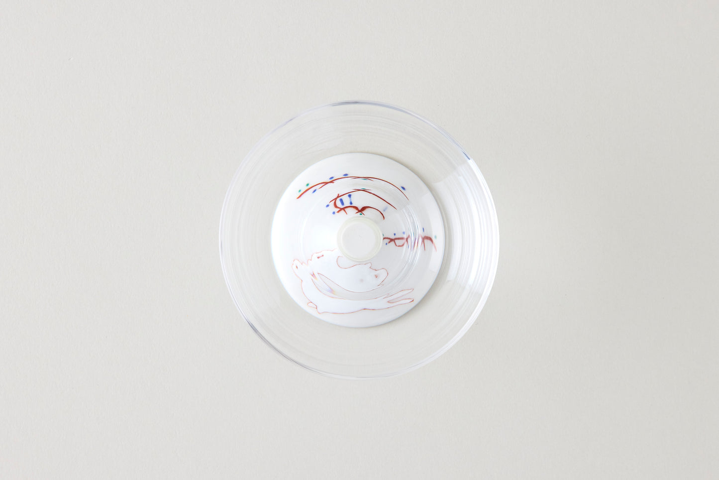 Dessert Glass Small (Plain) - Rabbit Motif Red