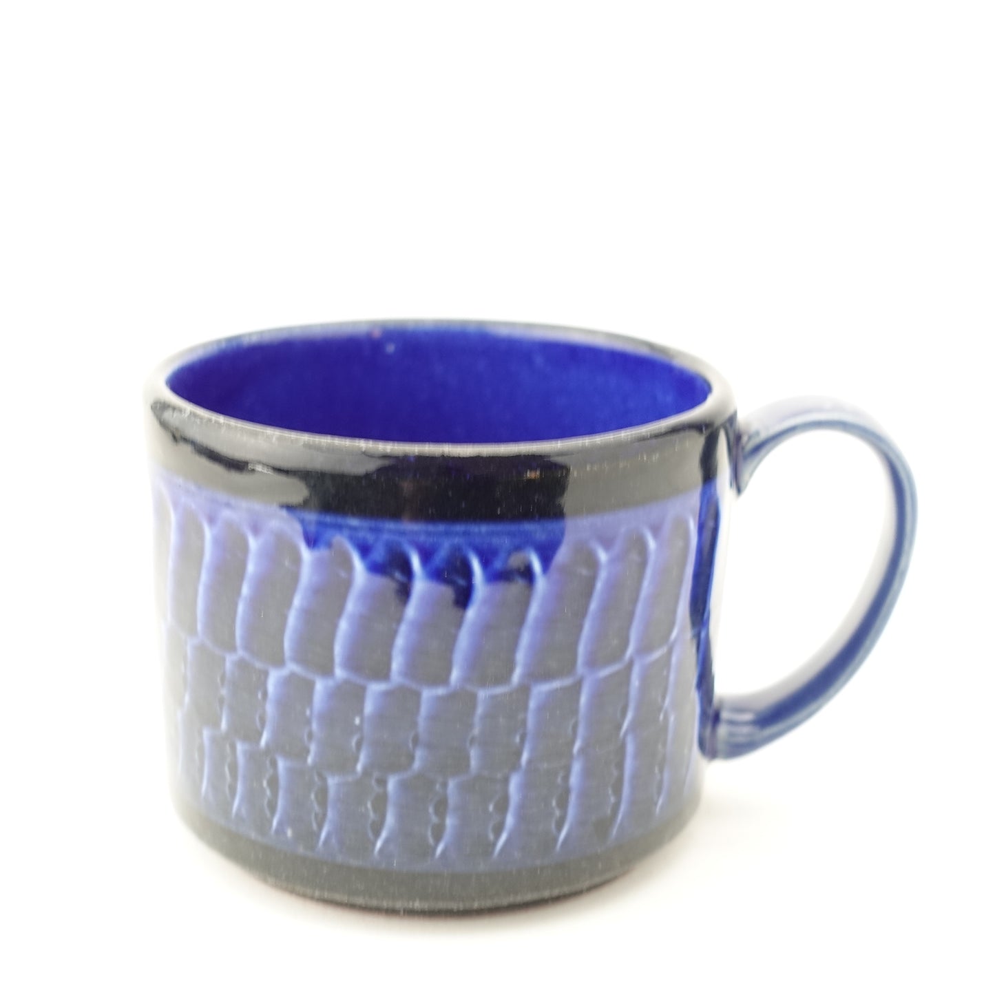 FD Blue Glaze Brush Stroke Lidded Mug Hasami Porcelain