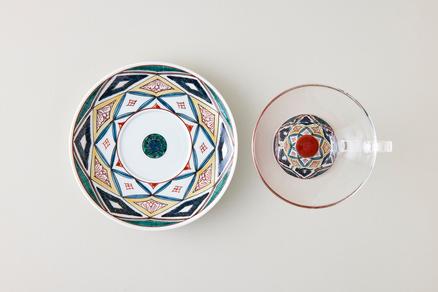 Coffee Cup & Saucer - Ko-Kutani Diamond Motif