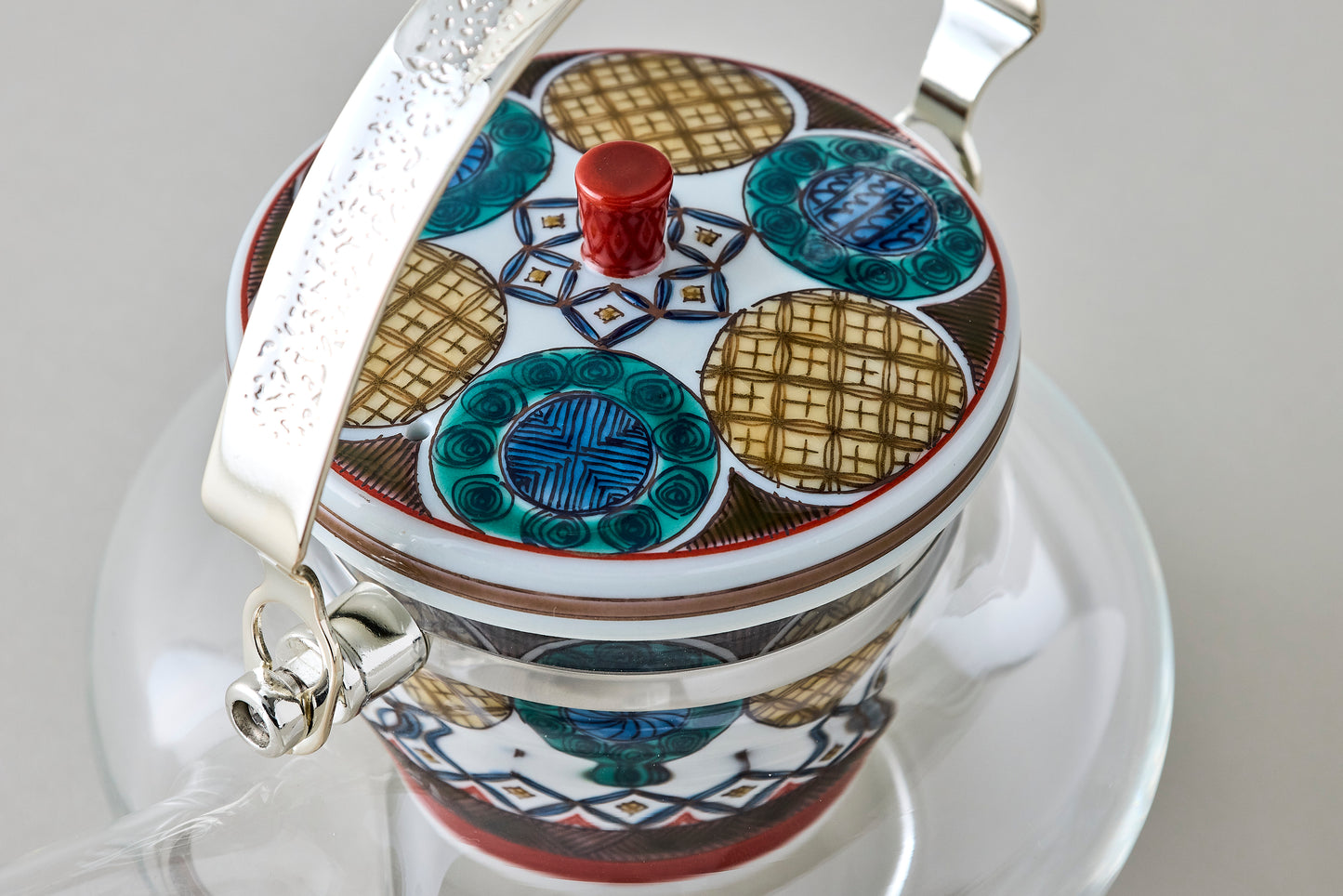 Kutani Glass Teapot - Ko-Kutani Circle Motif