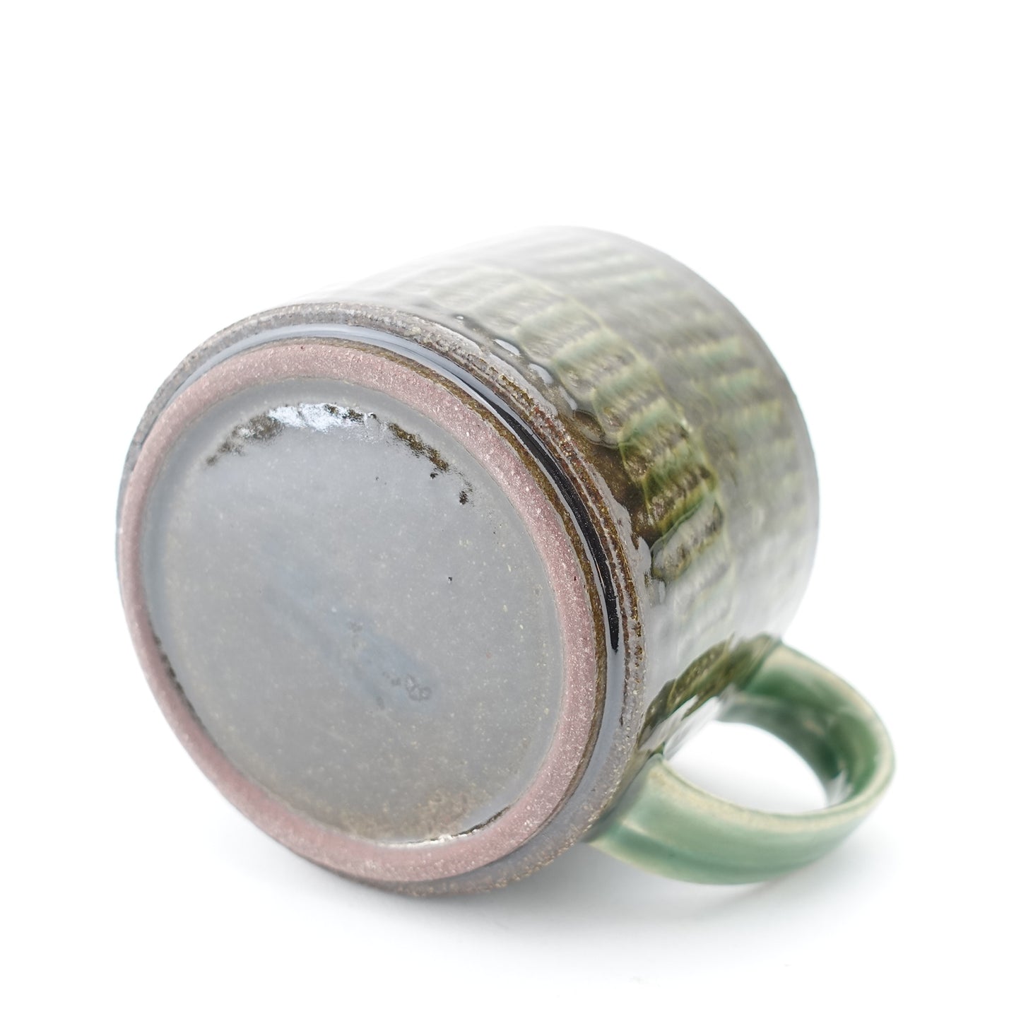 FD Green Glaze Bold Double Brush Stroke Lidded Mug Hasami Porcelain