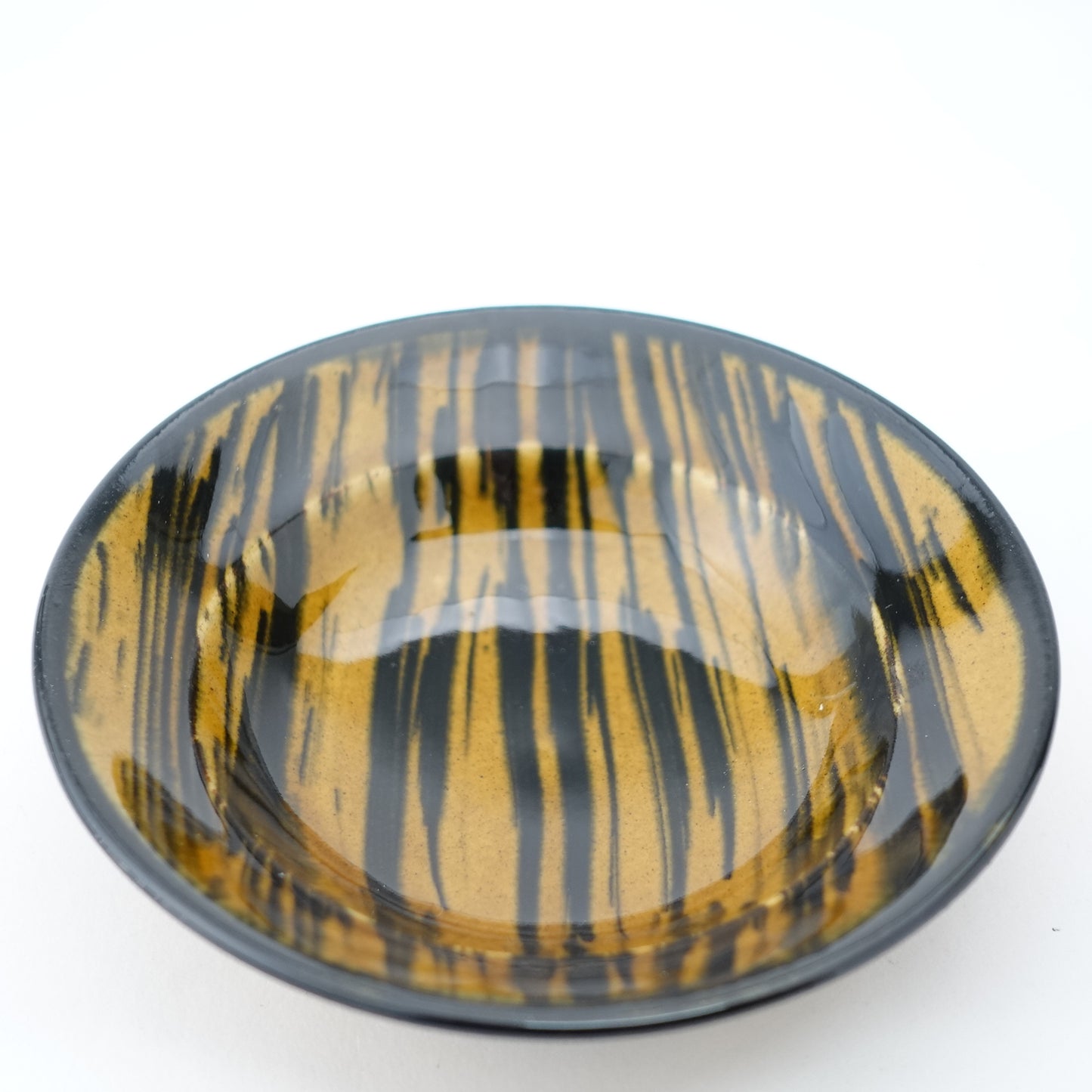 FD Striped Amber Glaze Sencha Teacup & Saucer Hasami Porcelain