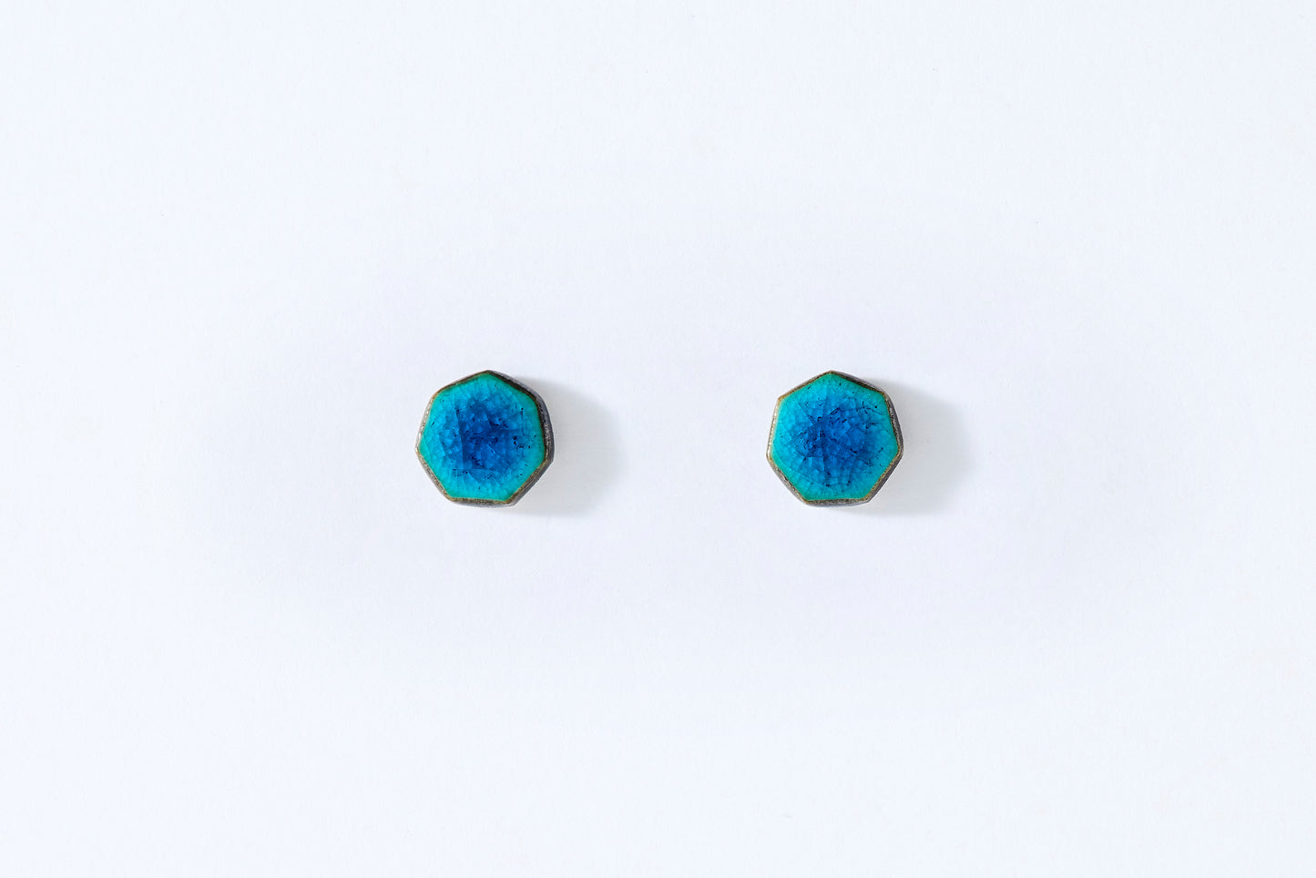 Deep Azure Heptagon Earrings