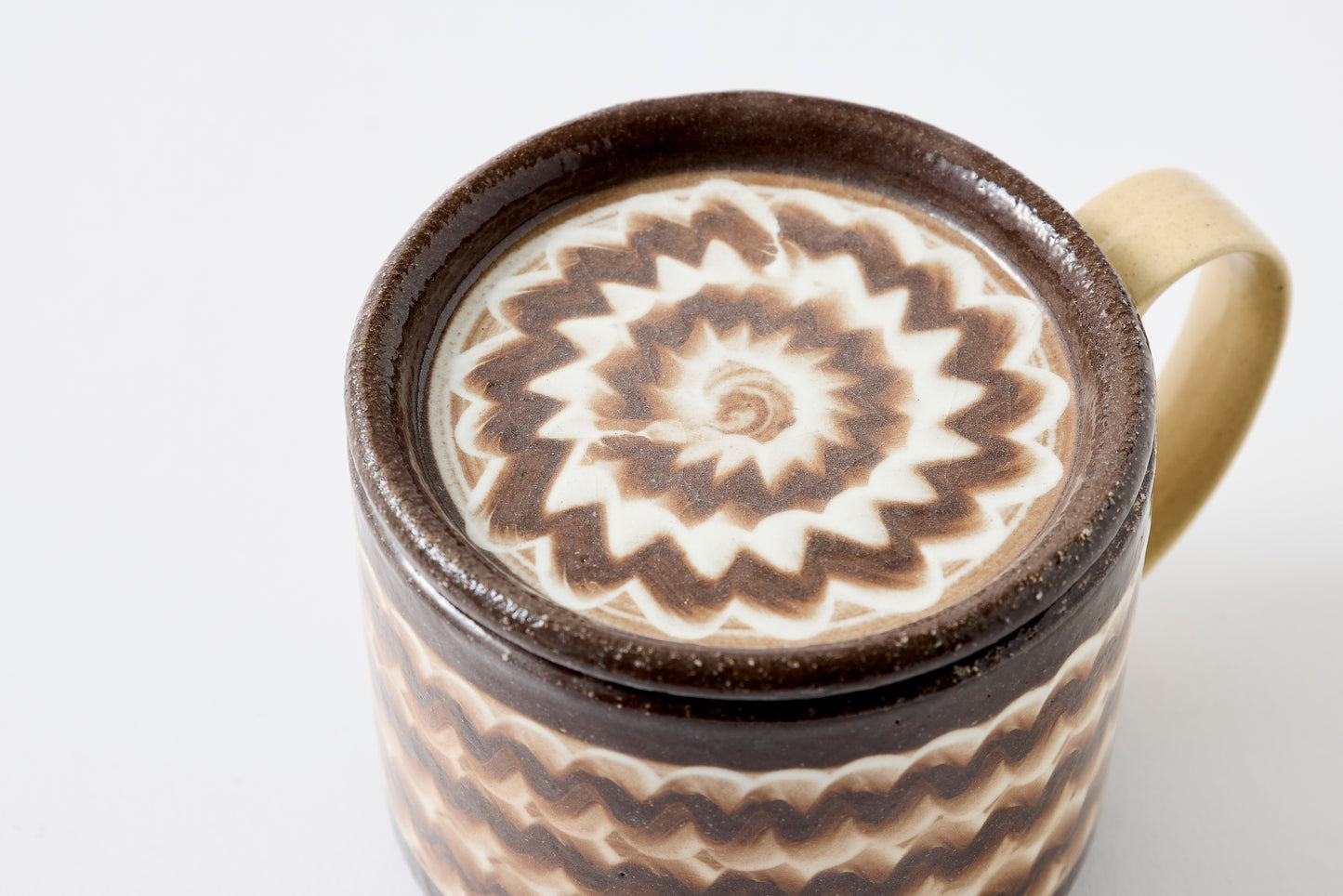 FD White Glaze Ripple Lidded Mug Hasami Porcelain