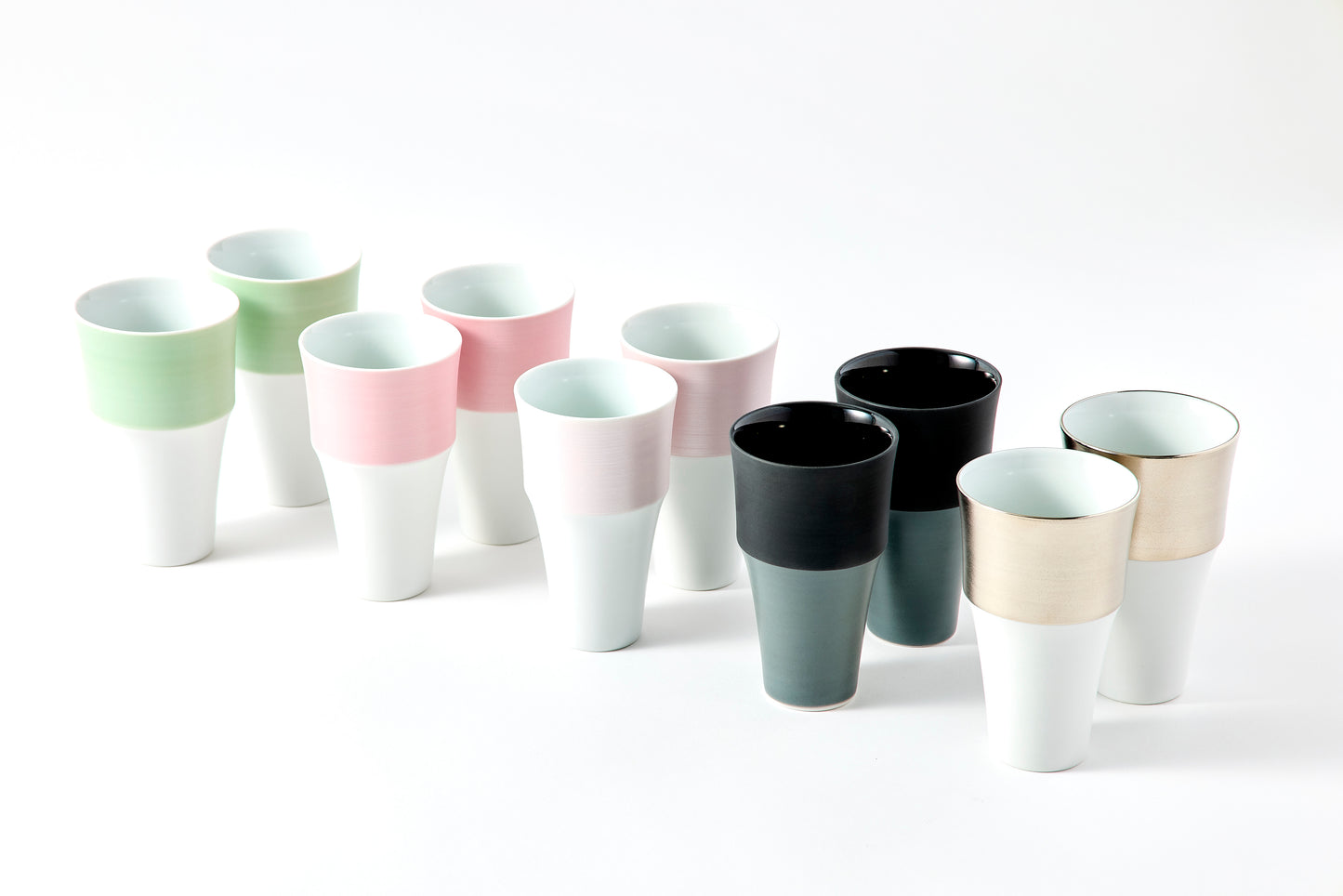 Set of 2 Stepped Free Cups 260ml - Platinum