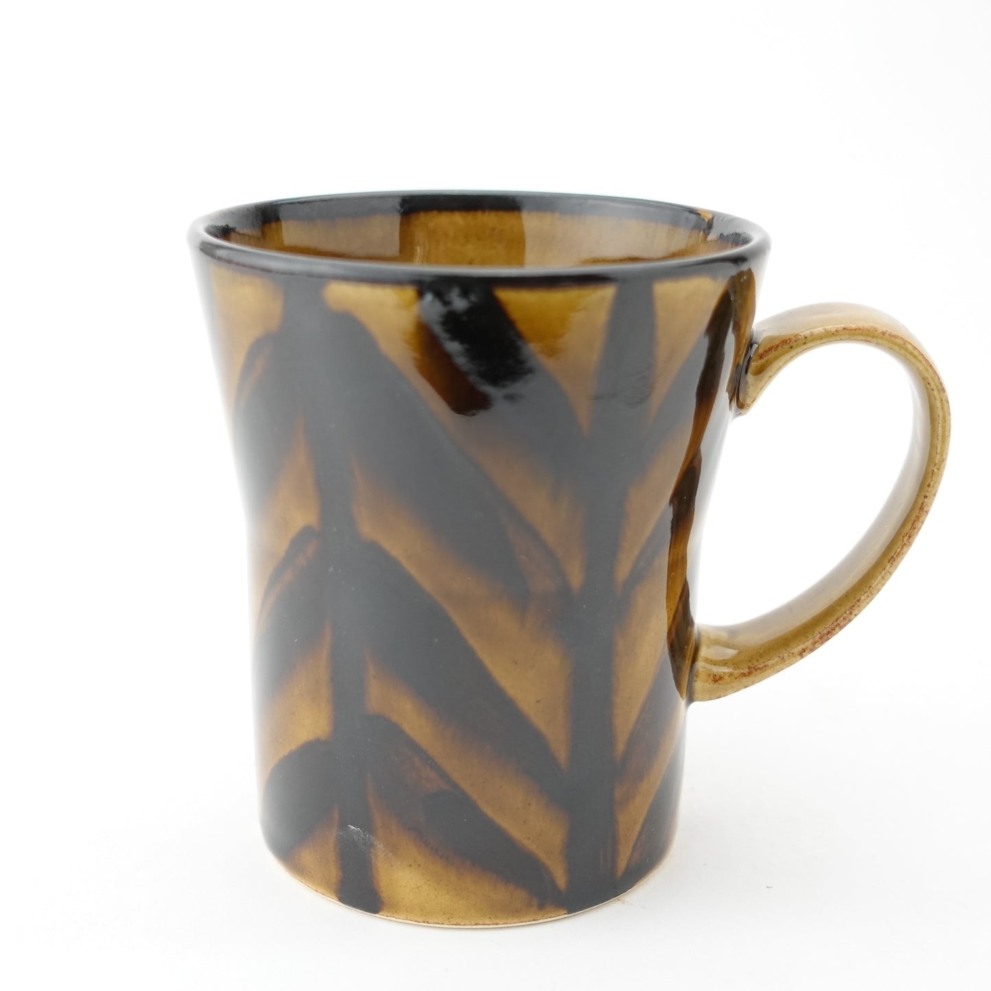 FD Arrow Feather Motif Amber Glaze Mug Hasami Porcelain