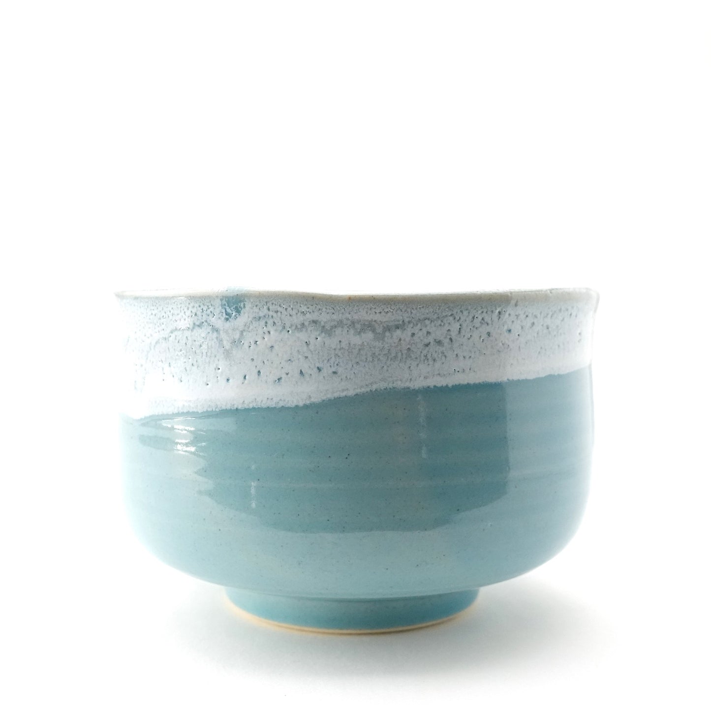 FD Blue Glaze and White Karatsu Drip Nodate Matcha Bowl Hasami Porcelain