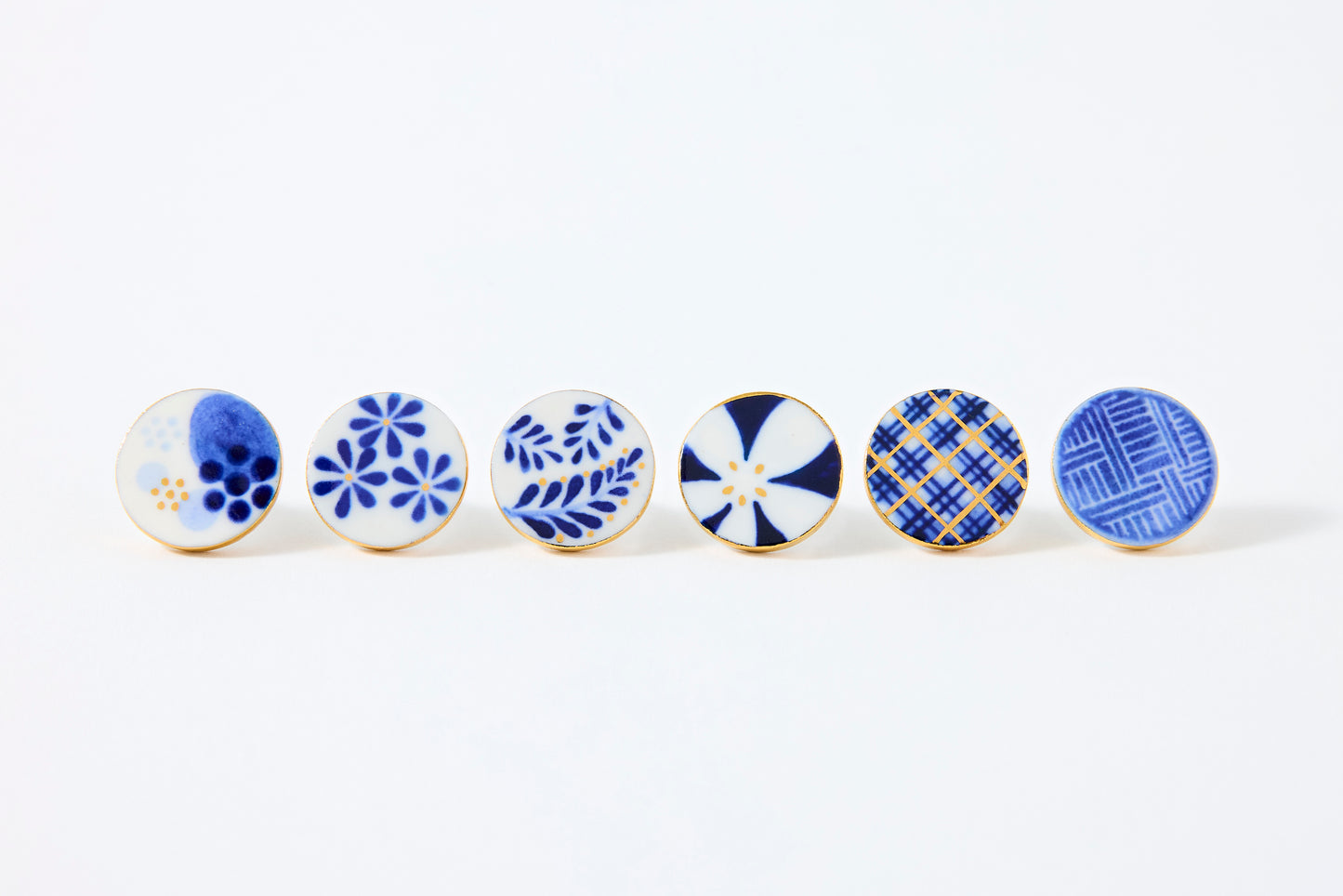 Hand-Painted Round Tile Fern Earrings