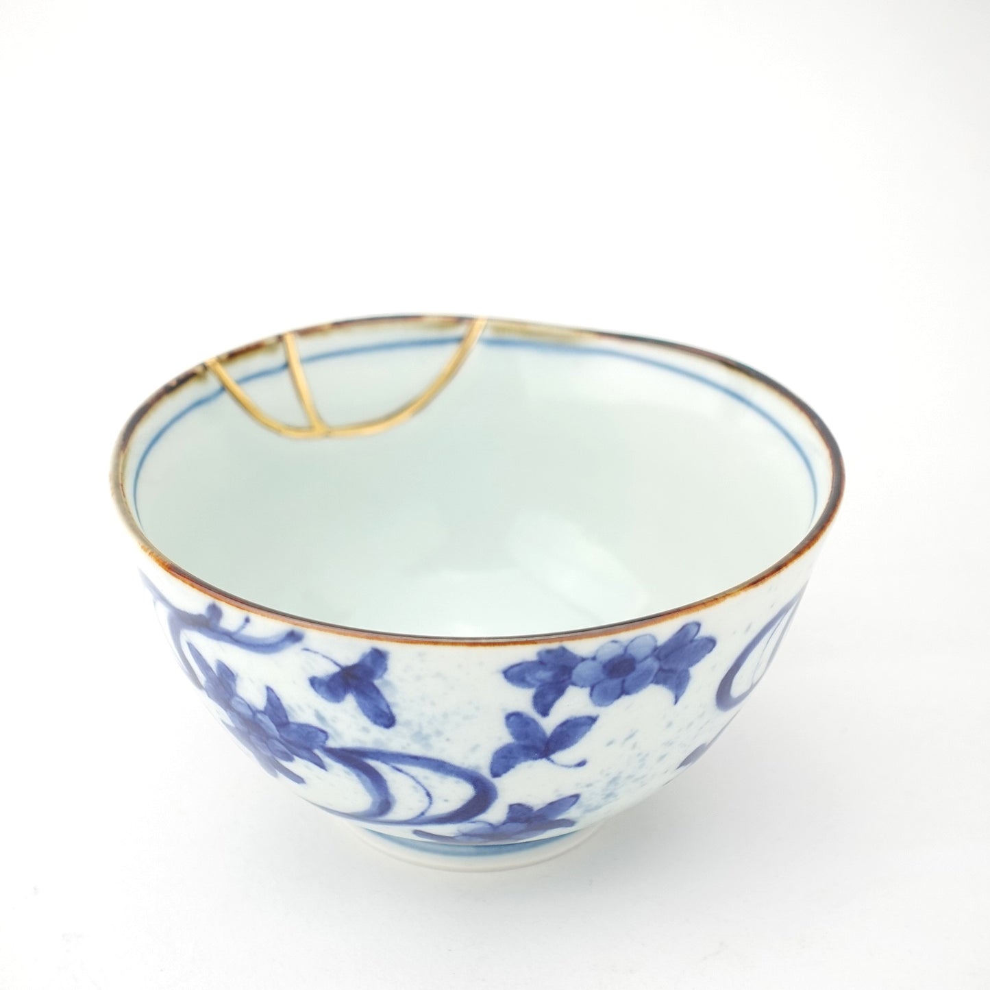 Gold Line Kosome Water Stream Rice Bowl Imari Porcelain
