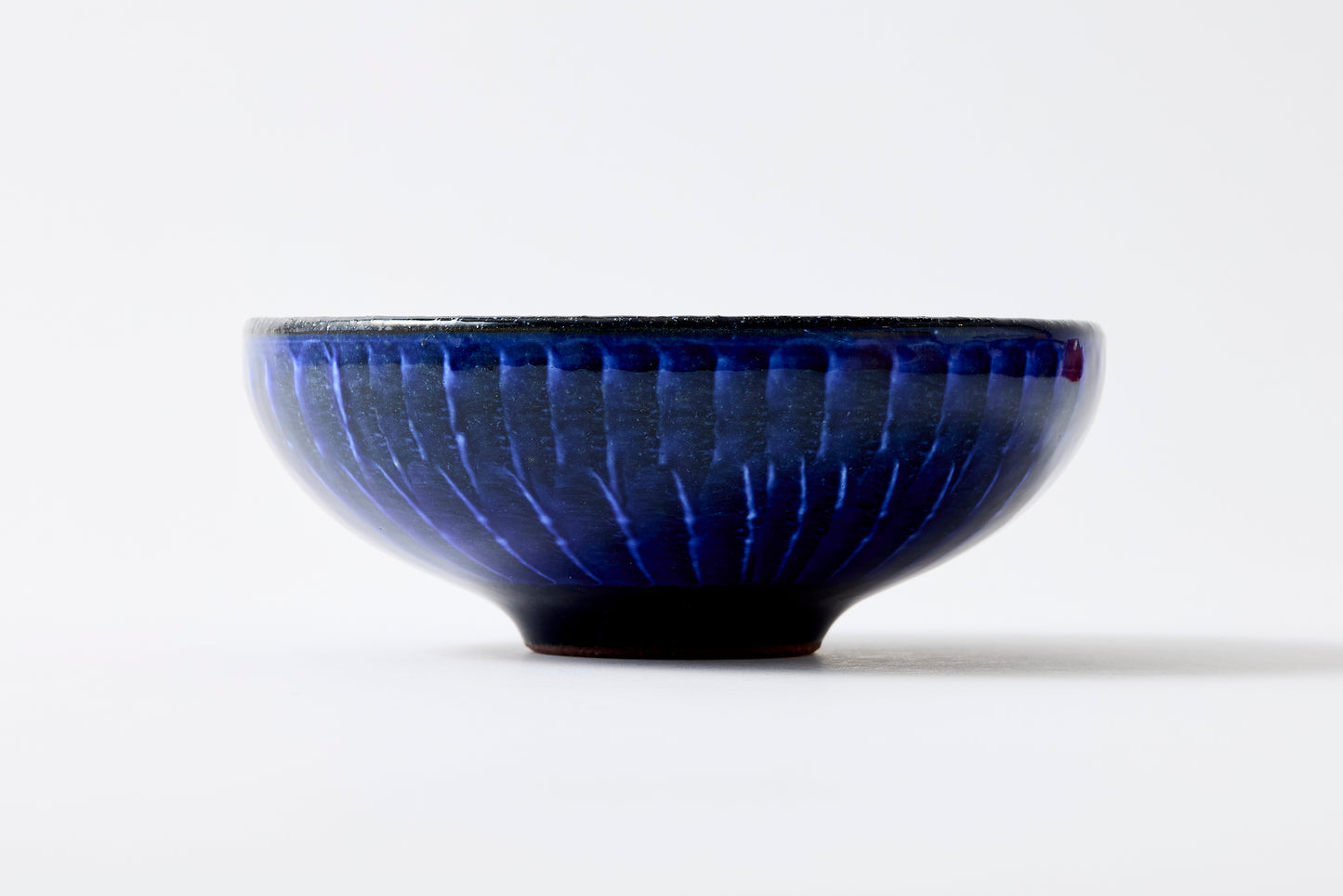 FD Blue Glaze Brush Round Flat Bowl Hasami Porcelain
