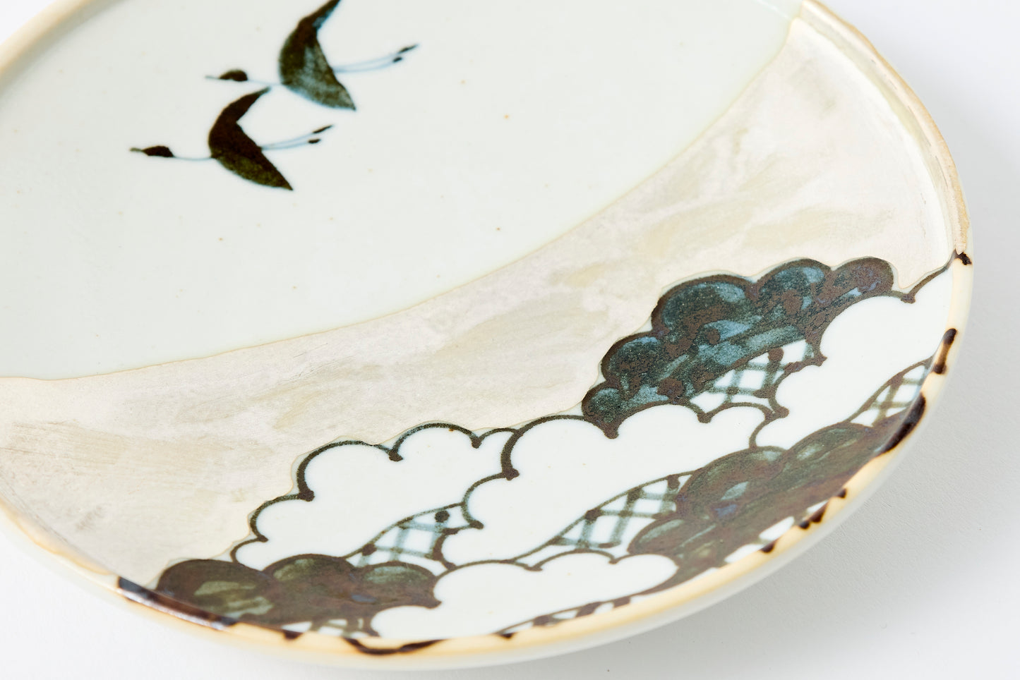 Silver-Accented Crane and Pine 4-inch Plate Imari Porcelain