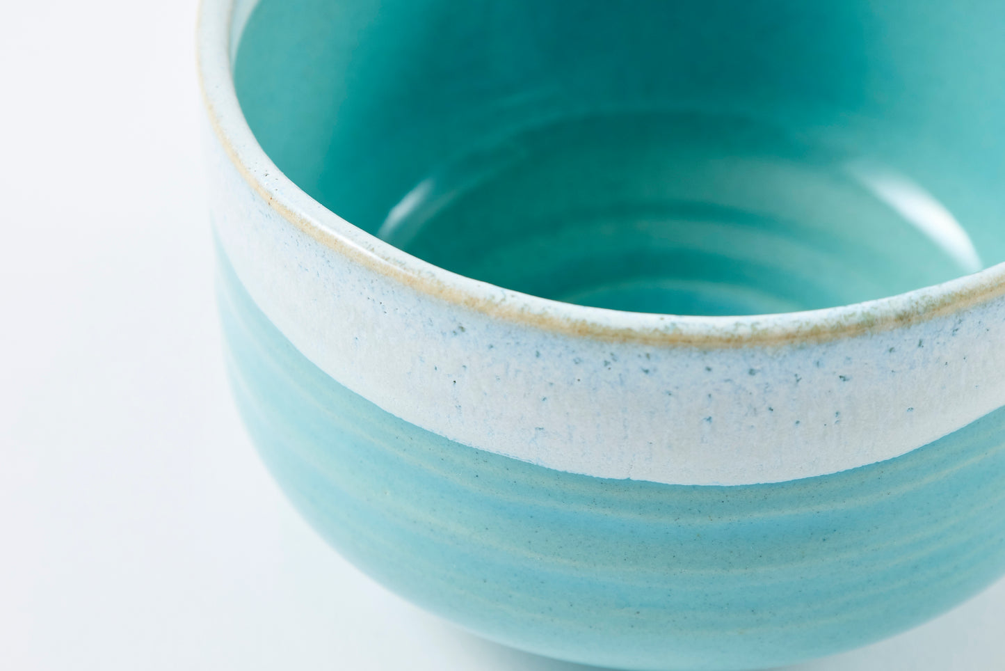 FD Blue Glaze and White Karatsu Drip Nodate Matcha Bowl Hasami Porcelain