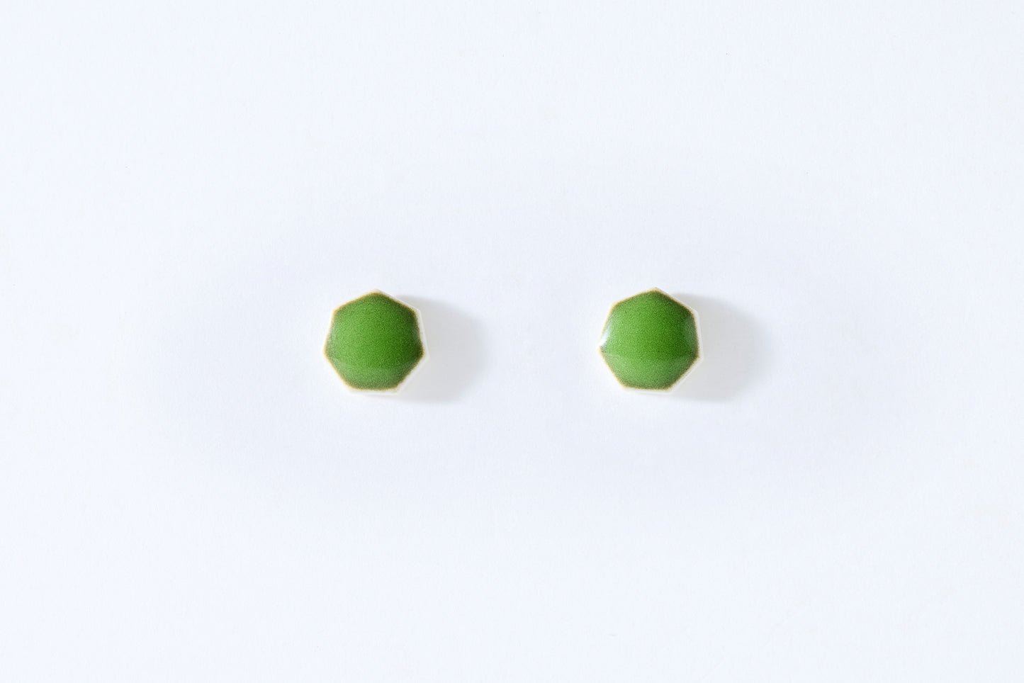 Sprout Green Heptagon Earrings
