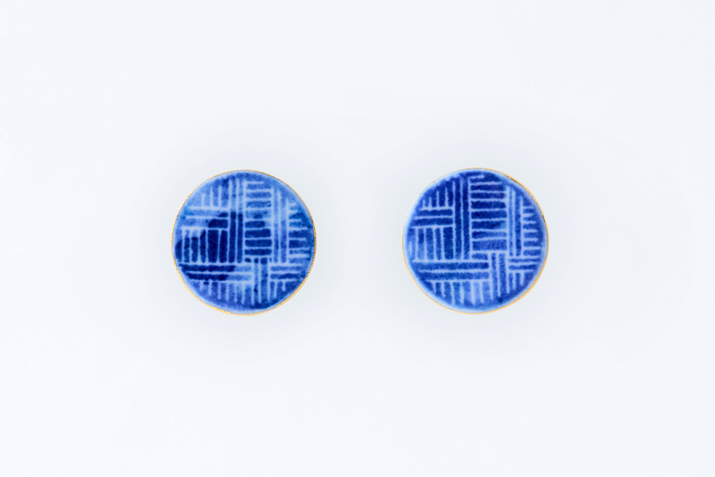 Hand-Painted Round Tile Pattern Earrings