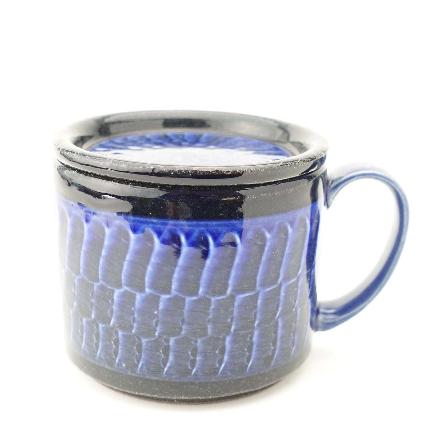 FD Blue Glaze Brush Stroke Lidded Mug Hasami Porcelain