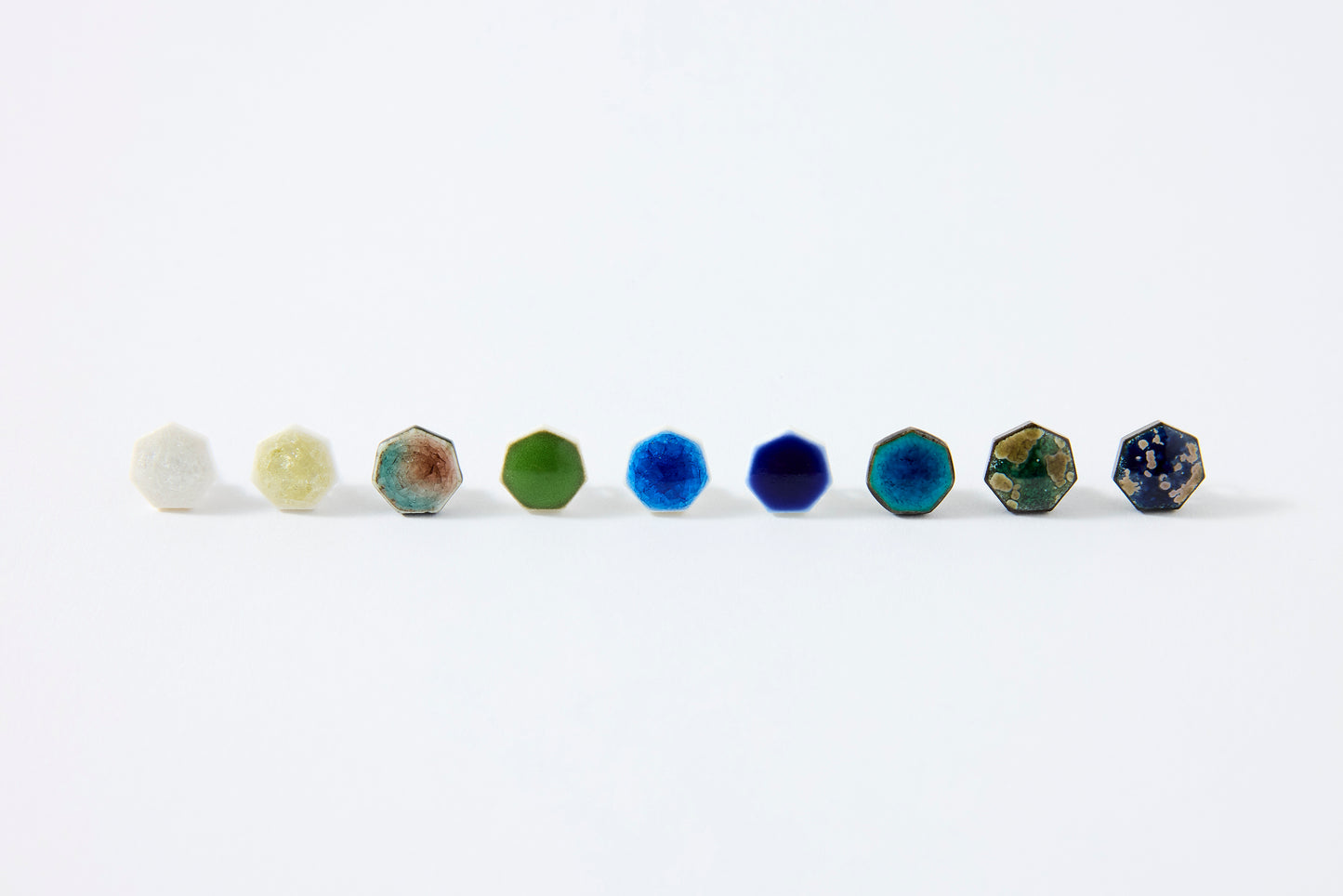 Green Moon Heptagon Earrings